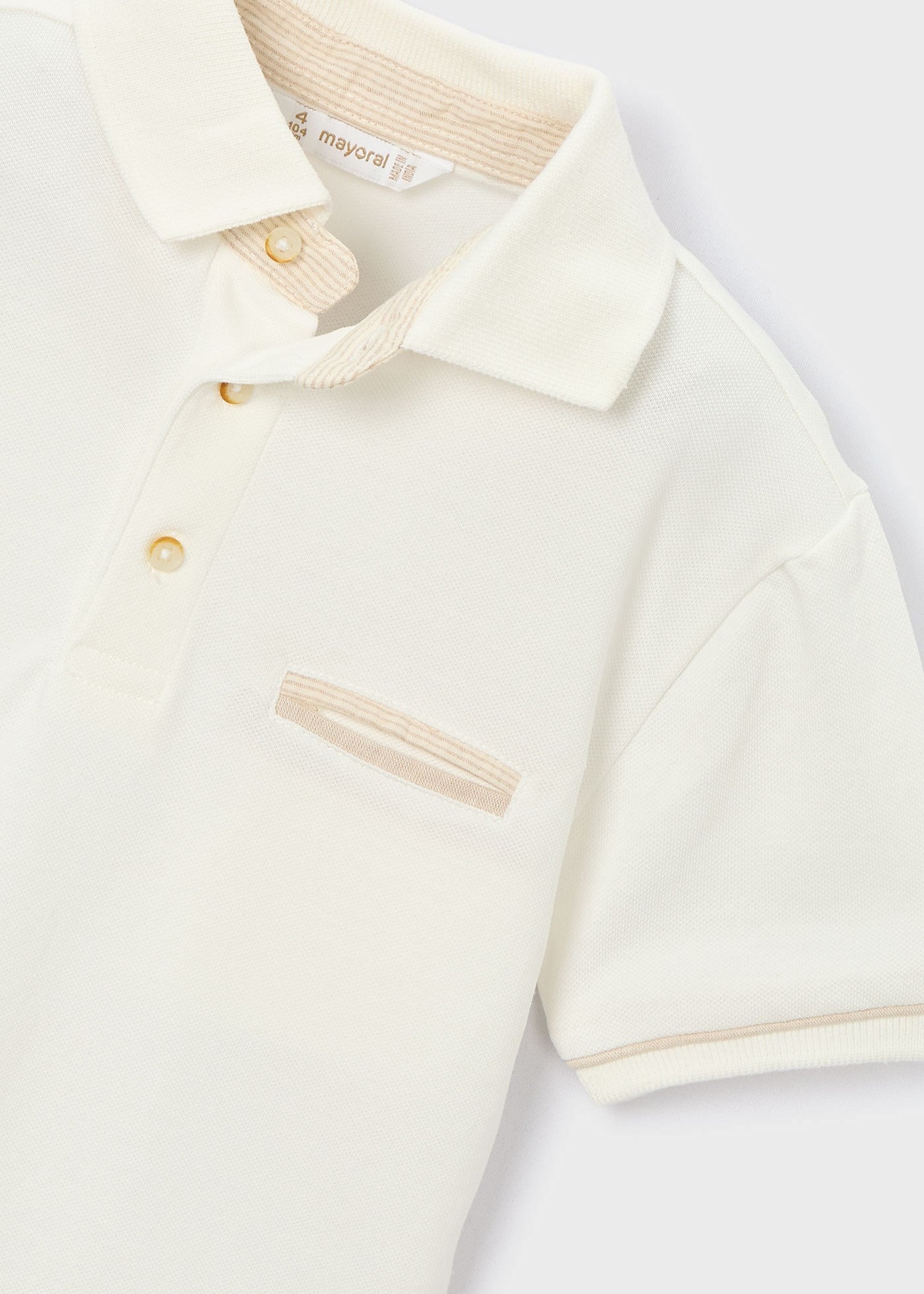 Mayoral Boys' Collared T-shirt Cream