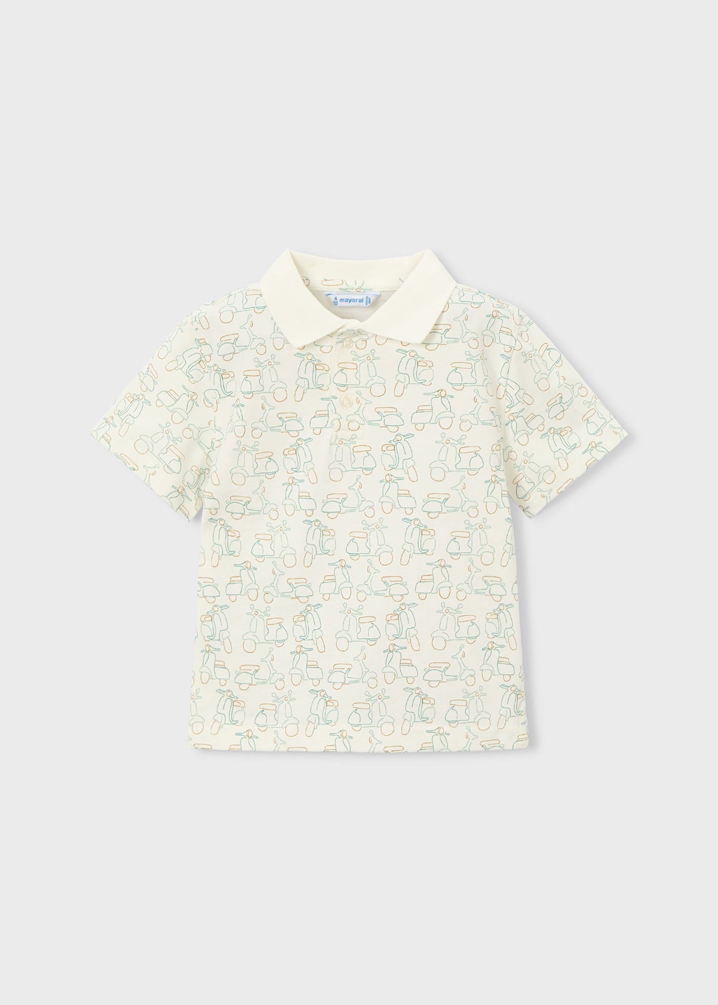 Mayoral Boys' Printed Collar T-Shirt Beige