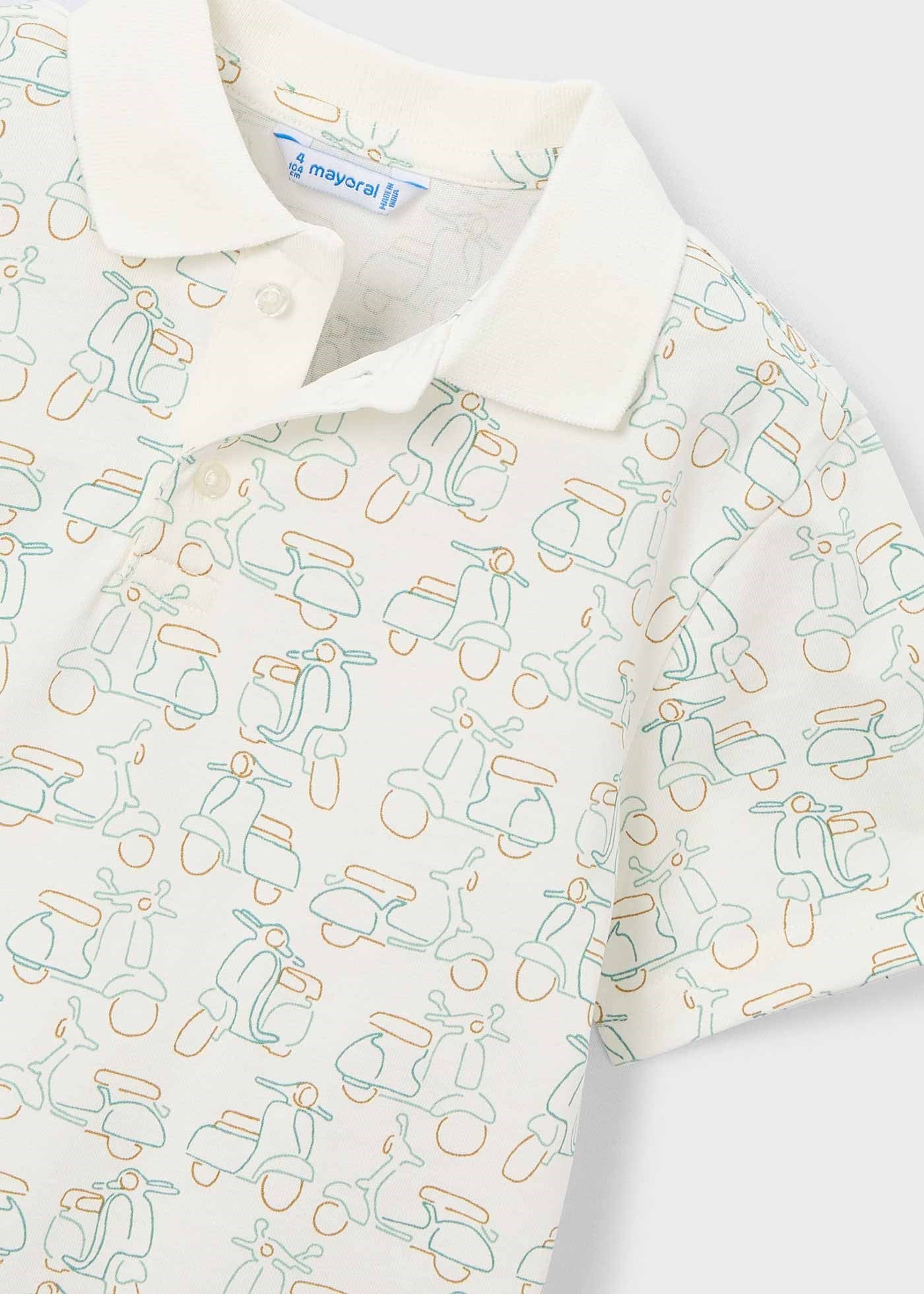 Mayoral Boys' Printed Collar T-Shirt Beige
