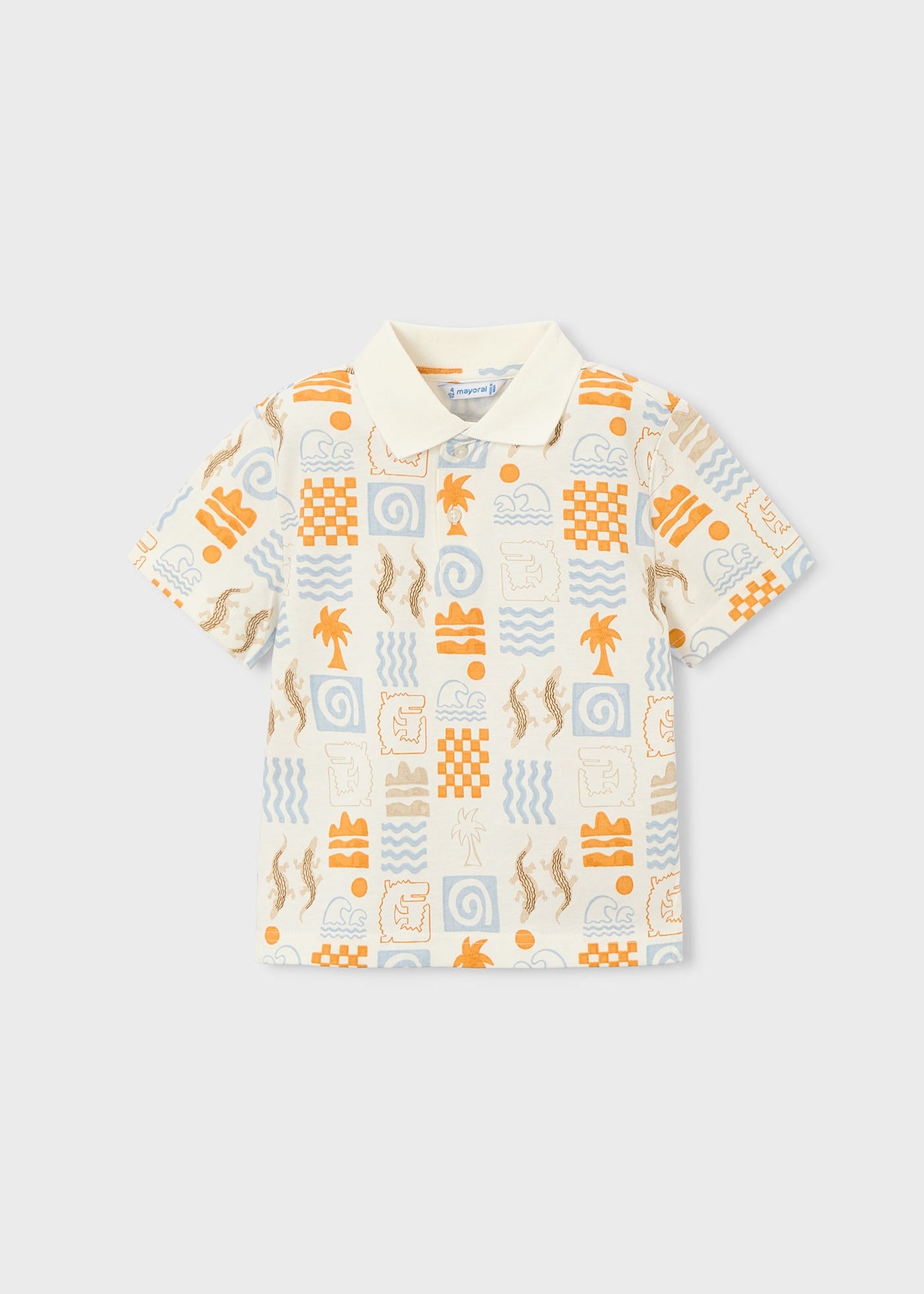 Mayoral Boys' Printed Collar T-Shirt Cream