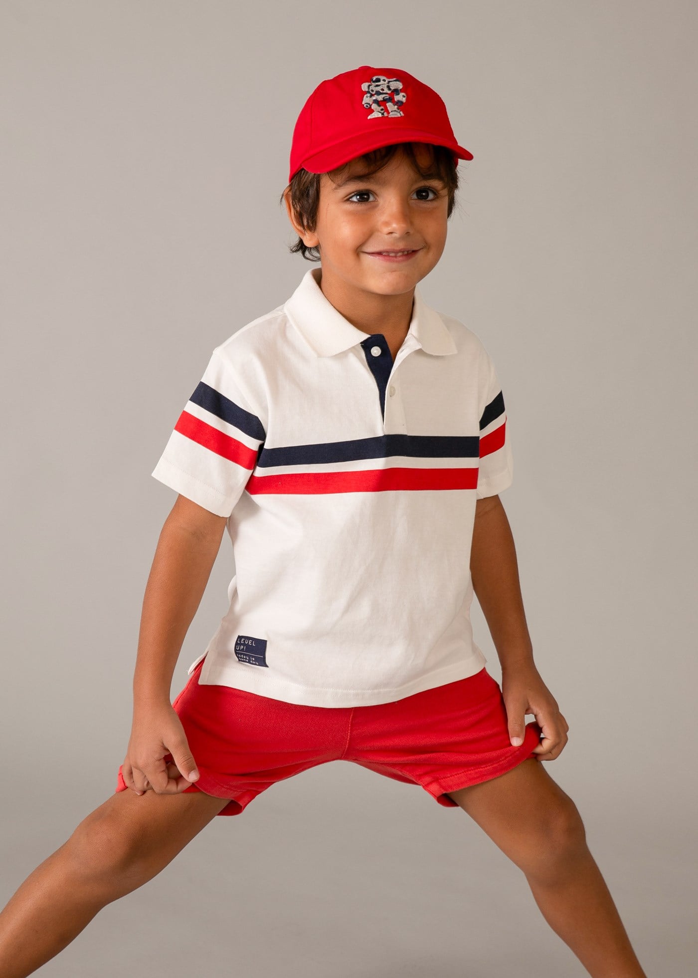 Mayoral Boys' Collared T-shirt Cream