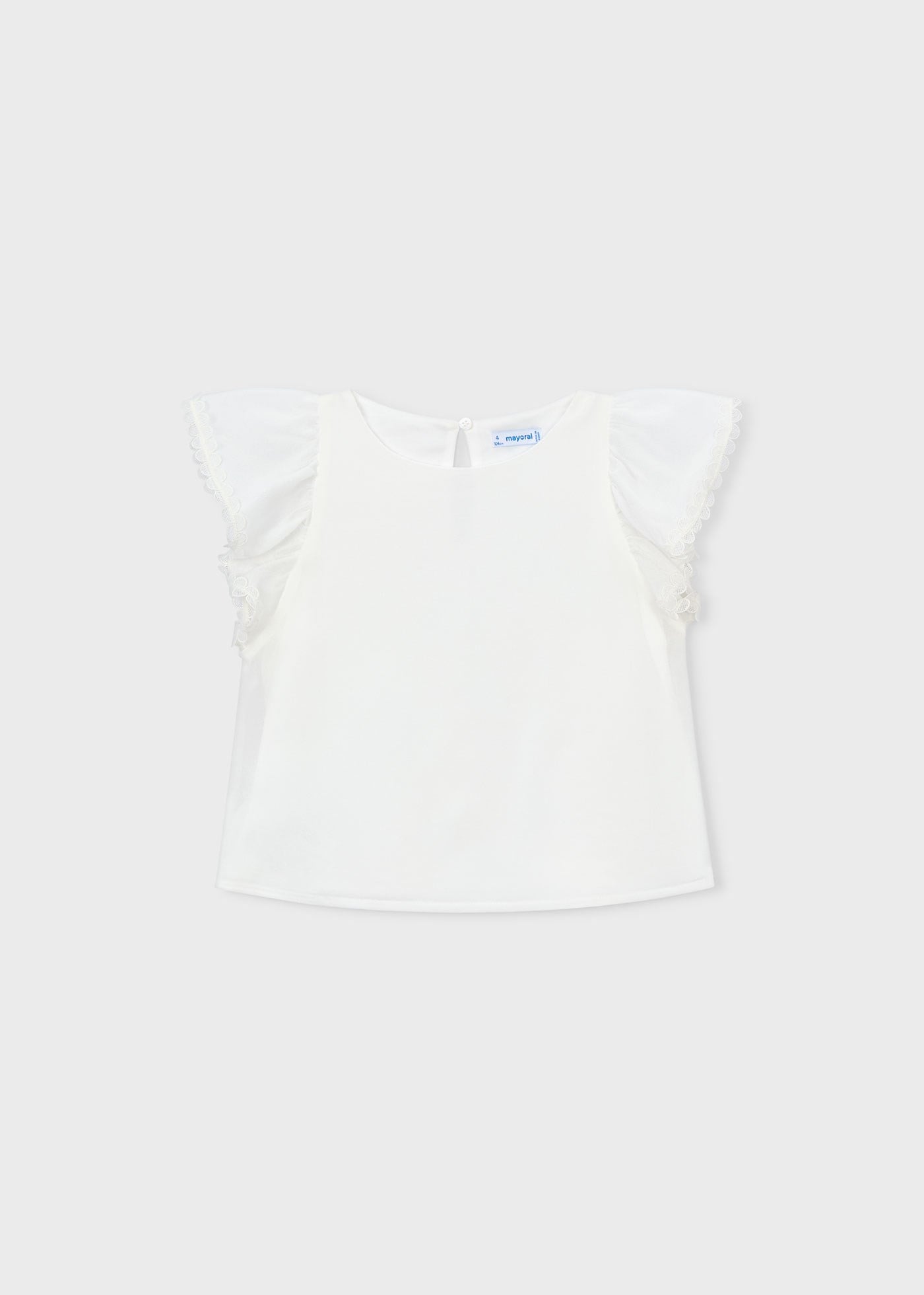 Mayoral Kız Çocuk Kolları Modelli Tshirt Krem