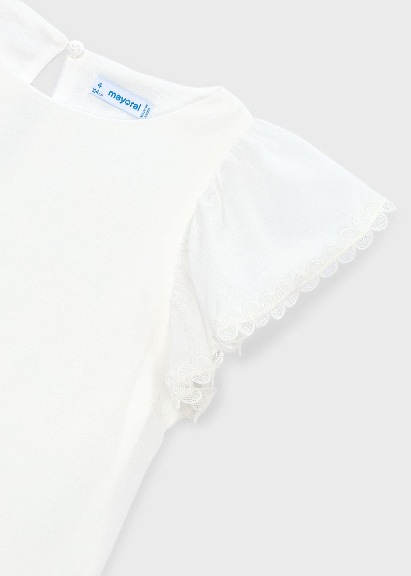 Mayoral Kız Çocuk Kolları Modelli Tshirt Krem