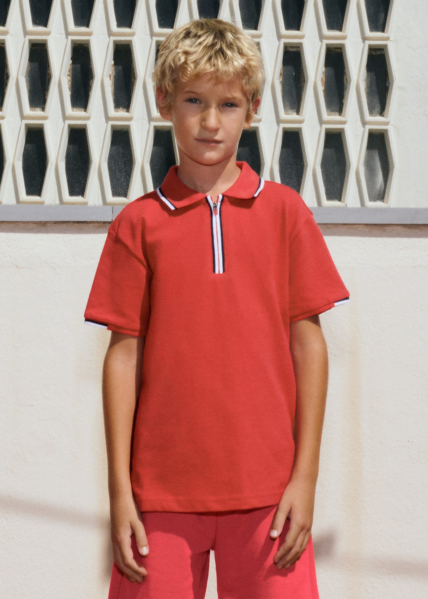 Mayoral Boys' Collared T-Shirt Red