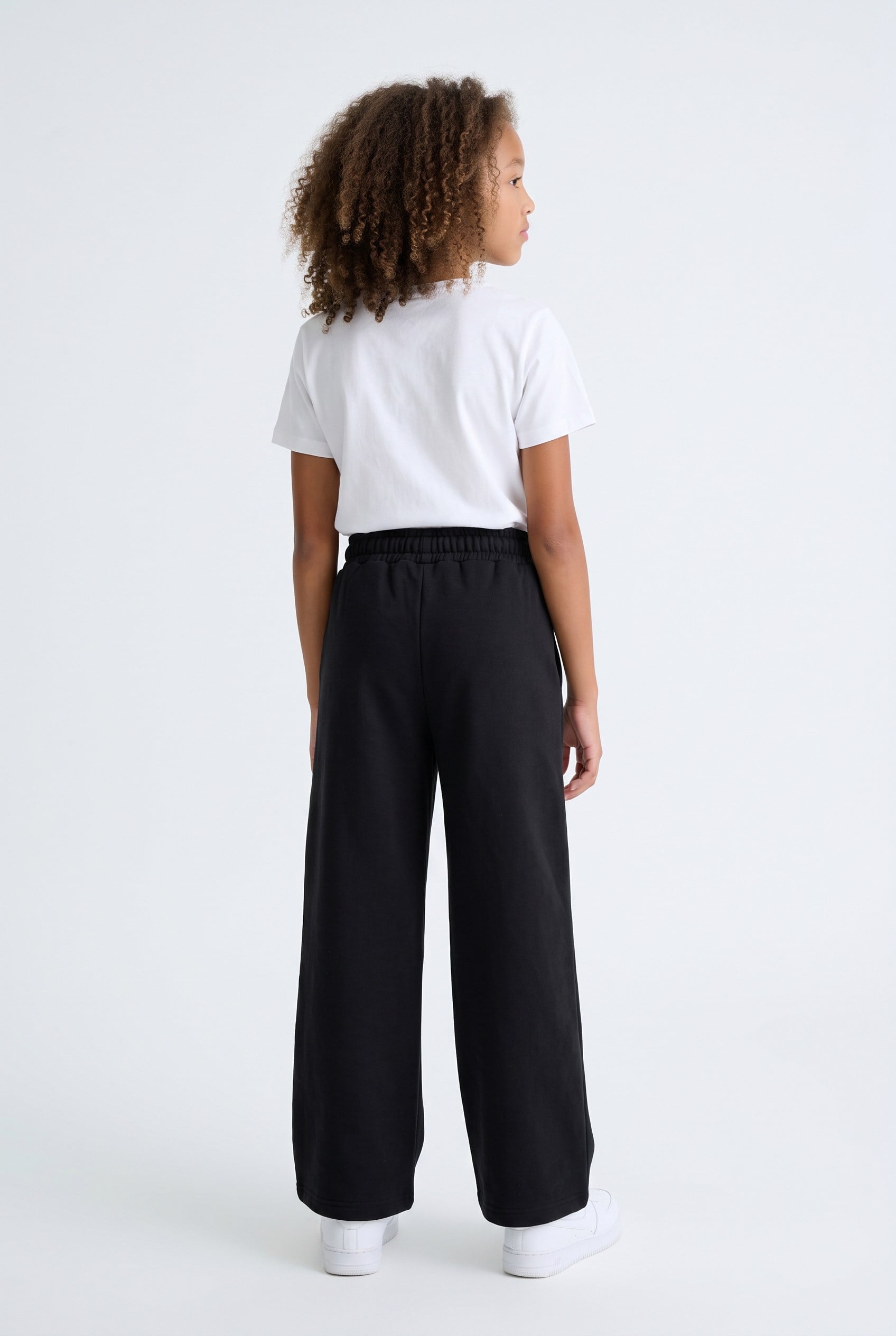 5-14 Yaş Kız Çocuk Üç İplik Geniş Kesim Eşofman Altı Siyah