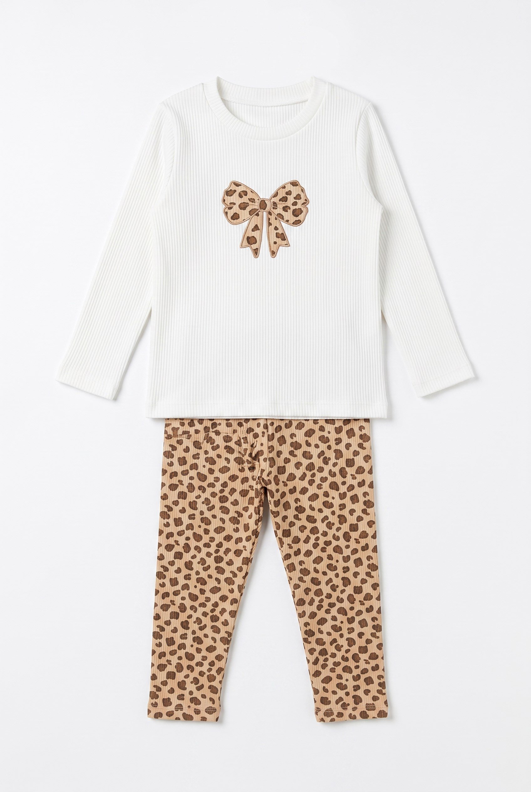4-8 Yaş Kız Çocuk Leopard Fine Ribana Takım