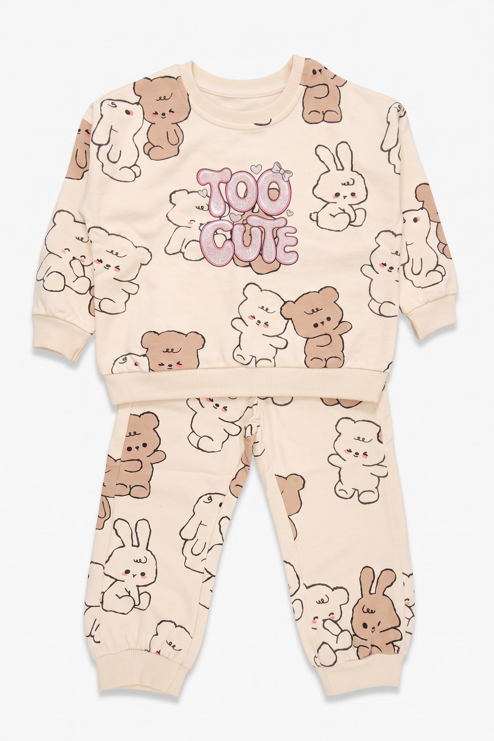 2-6 Yaş Kız Bebek Too Cute Tedy Eşofman Takım Bej