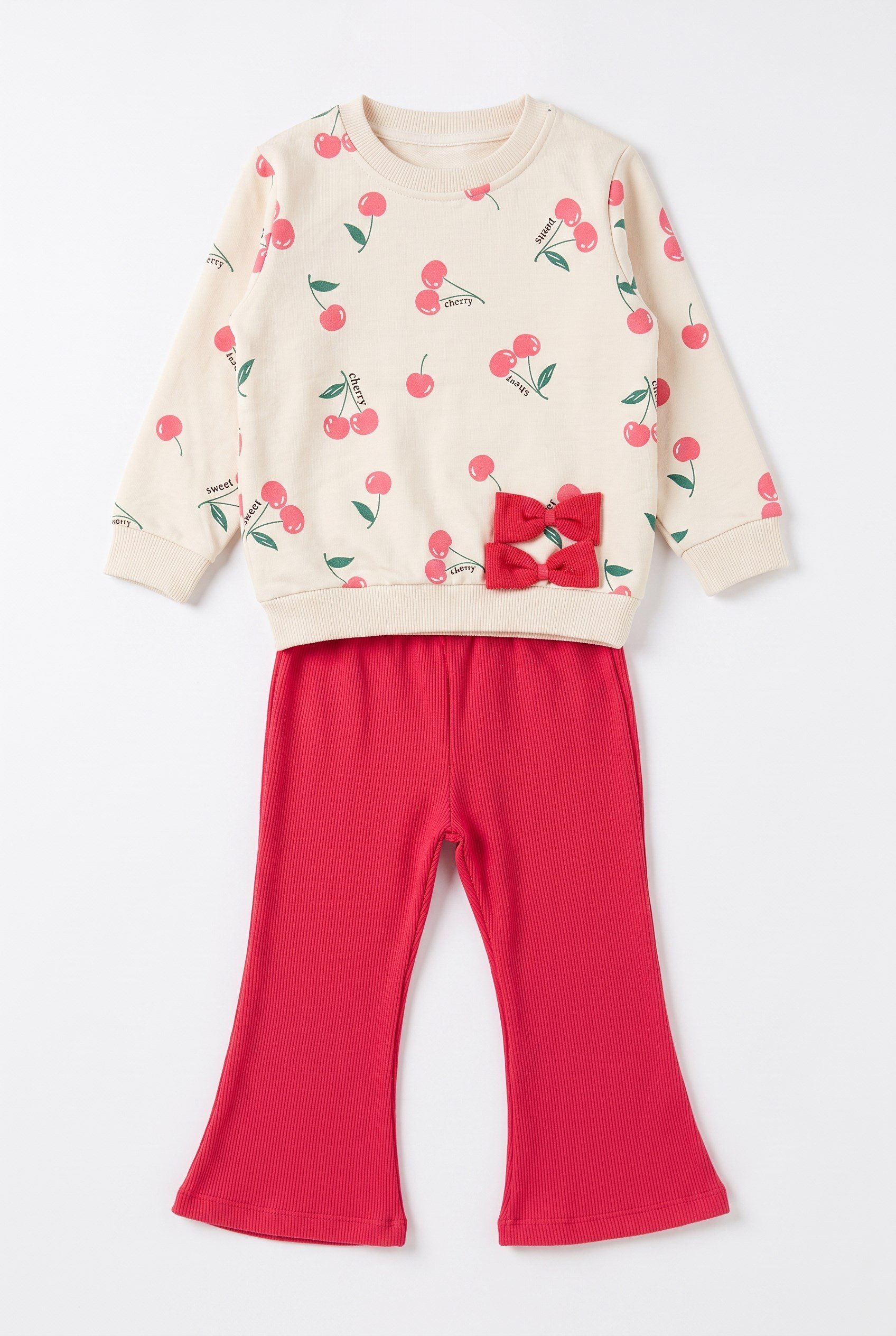 1-5 Yaş Kız Bebek Little Cherry Eşofman Takım Pembe