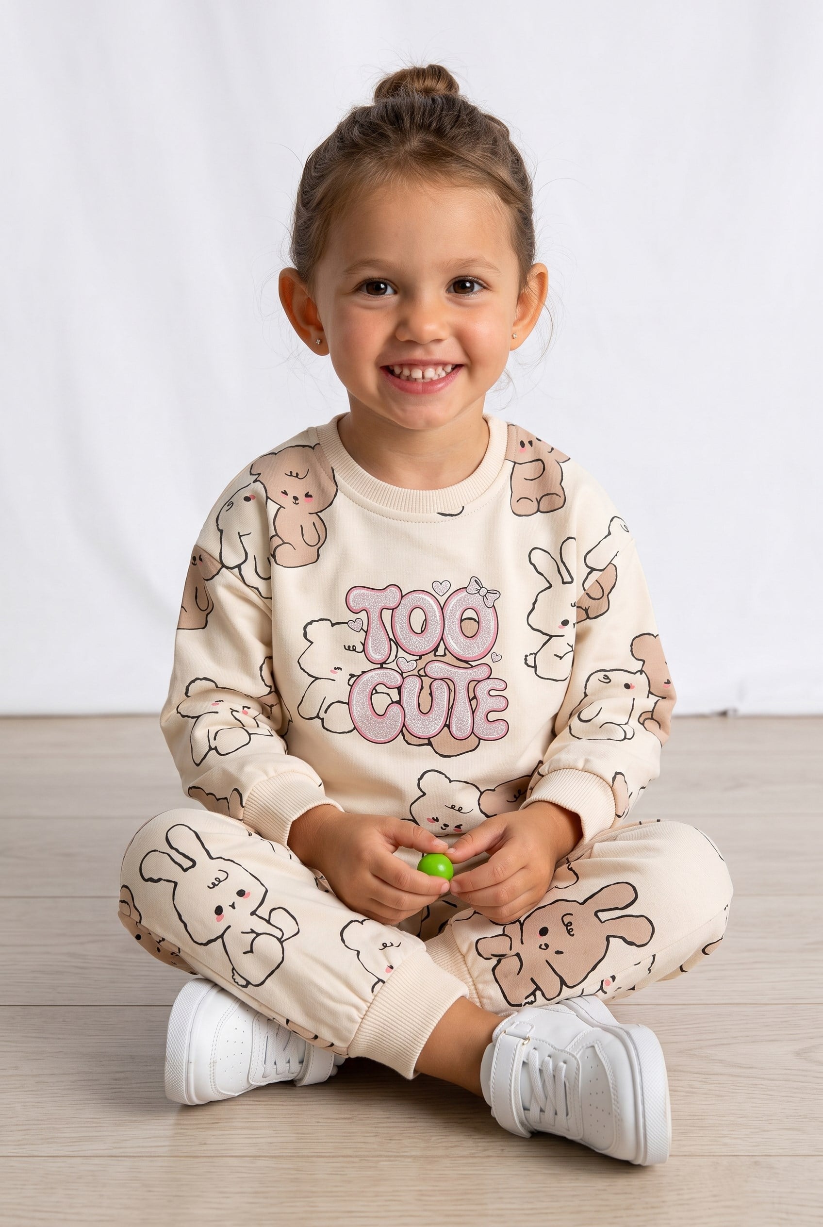 2-6 Yaş Kız Bebek Too Cute Tedy Eşofman Takım Bej