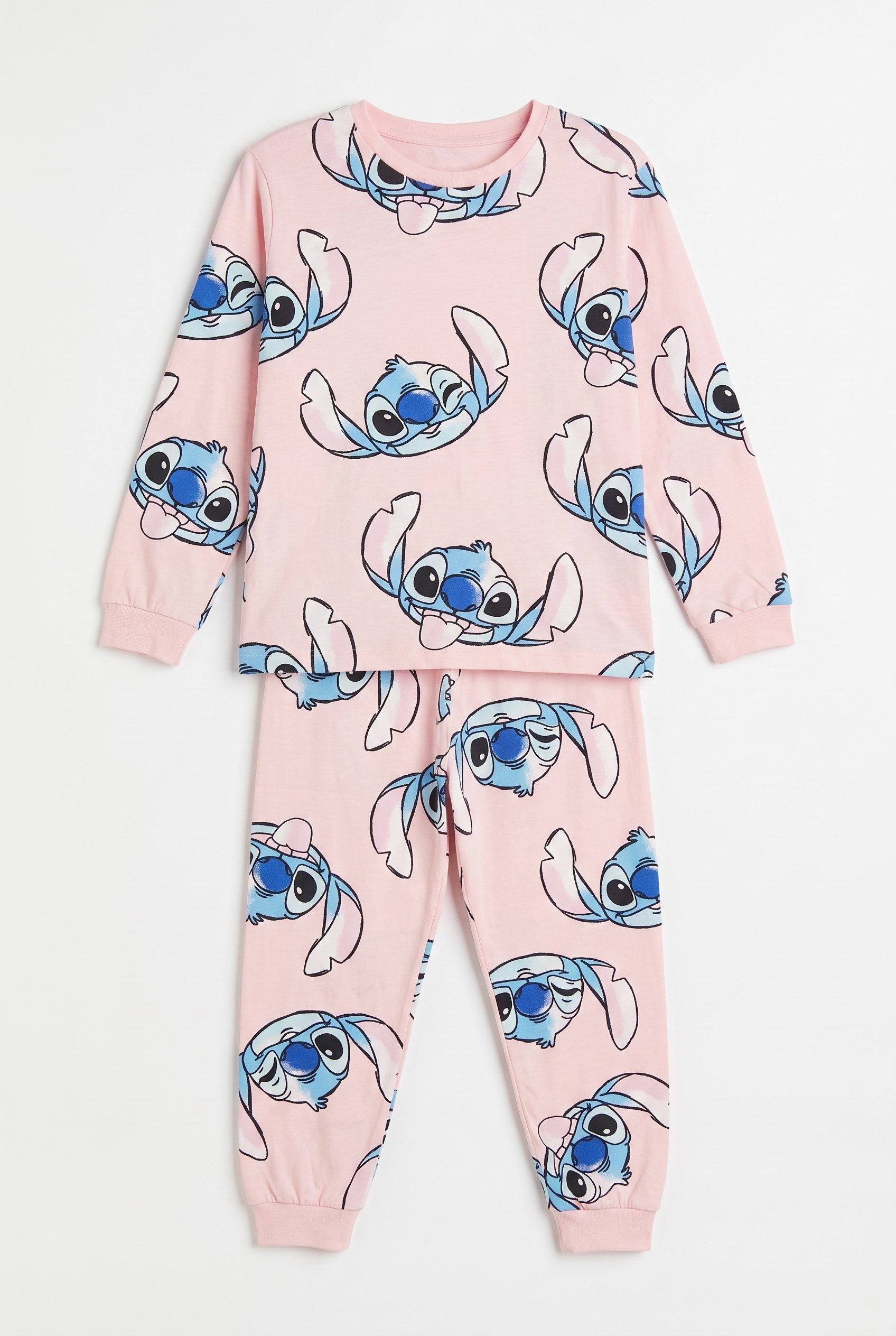 9-13 Yaş Cartoon Print Pamuklu Çocuk Pijama Takım Pembe