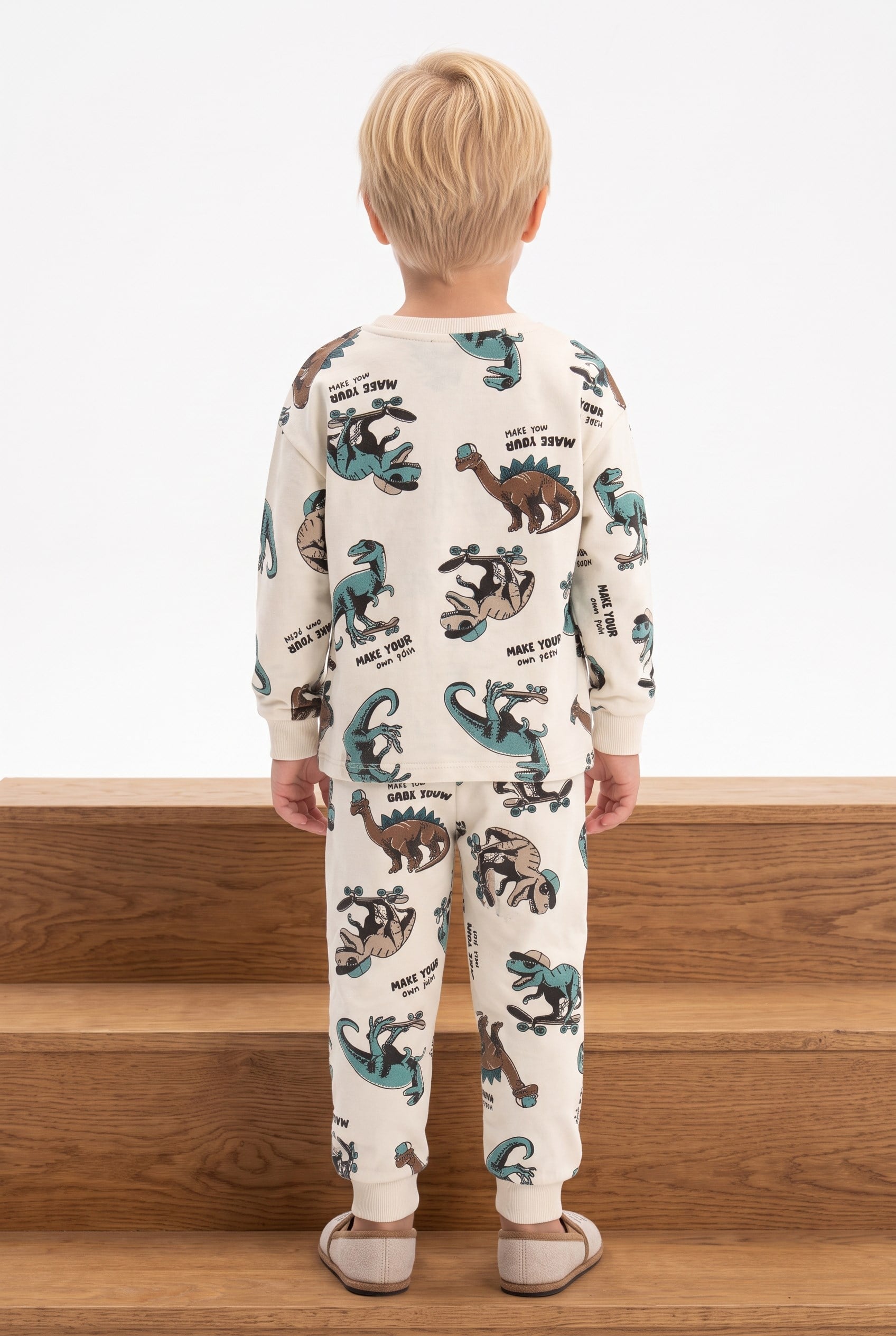4-8 Yaş Skate Dino Erkek Çocuk Pamuklu  Pijama Takım