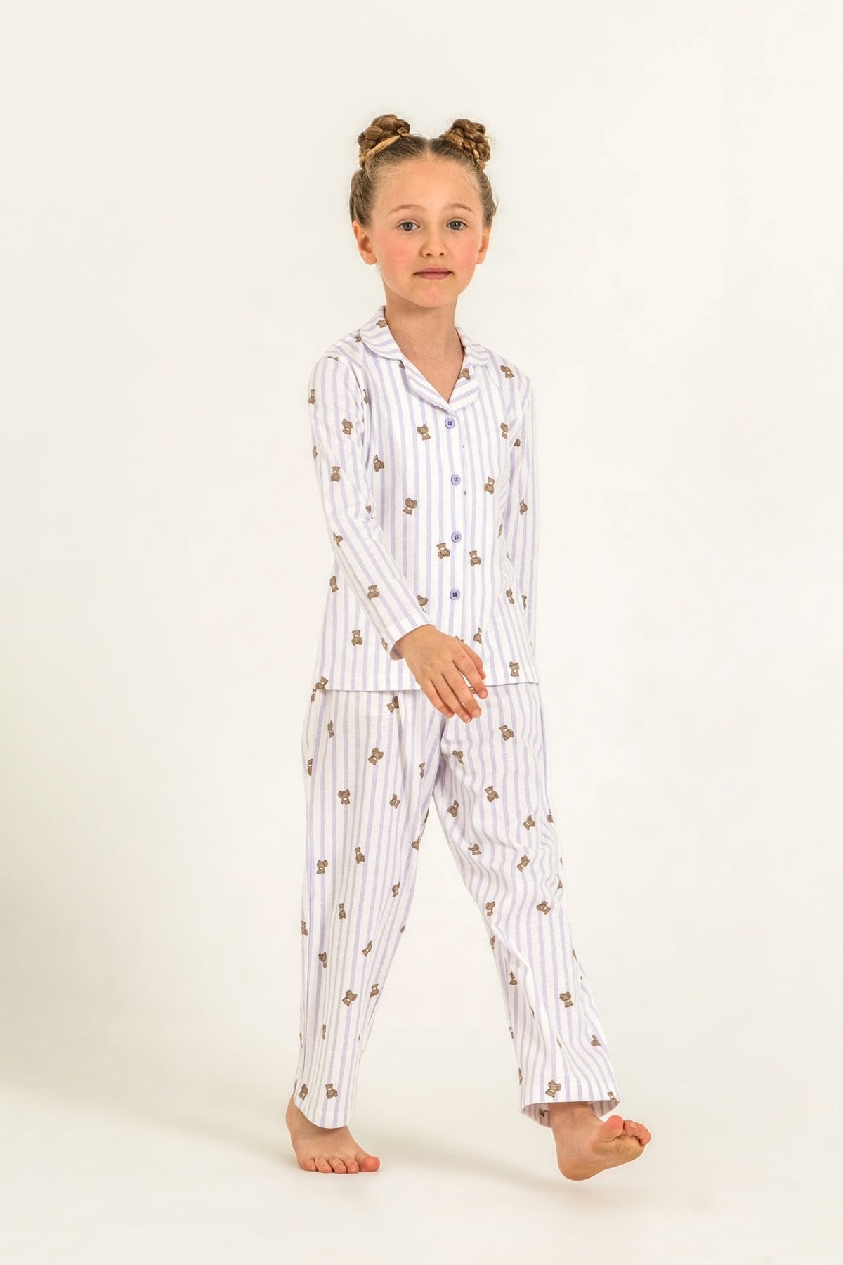 3-9 Yaş Kız Çocuk Gömlekli Süprem Pijama Takım