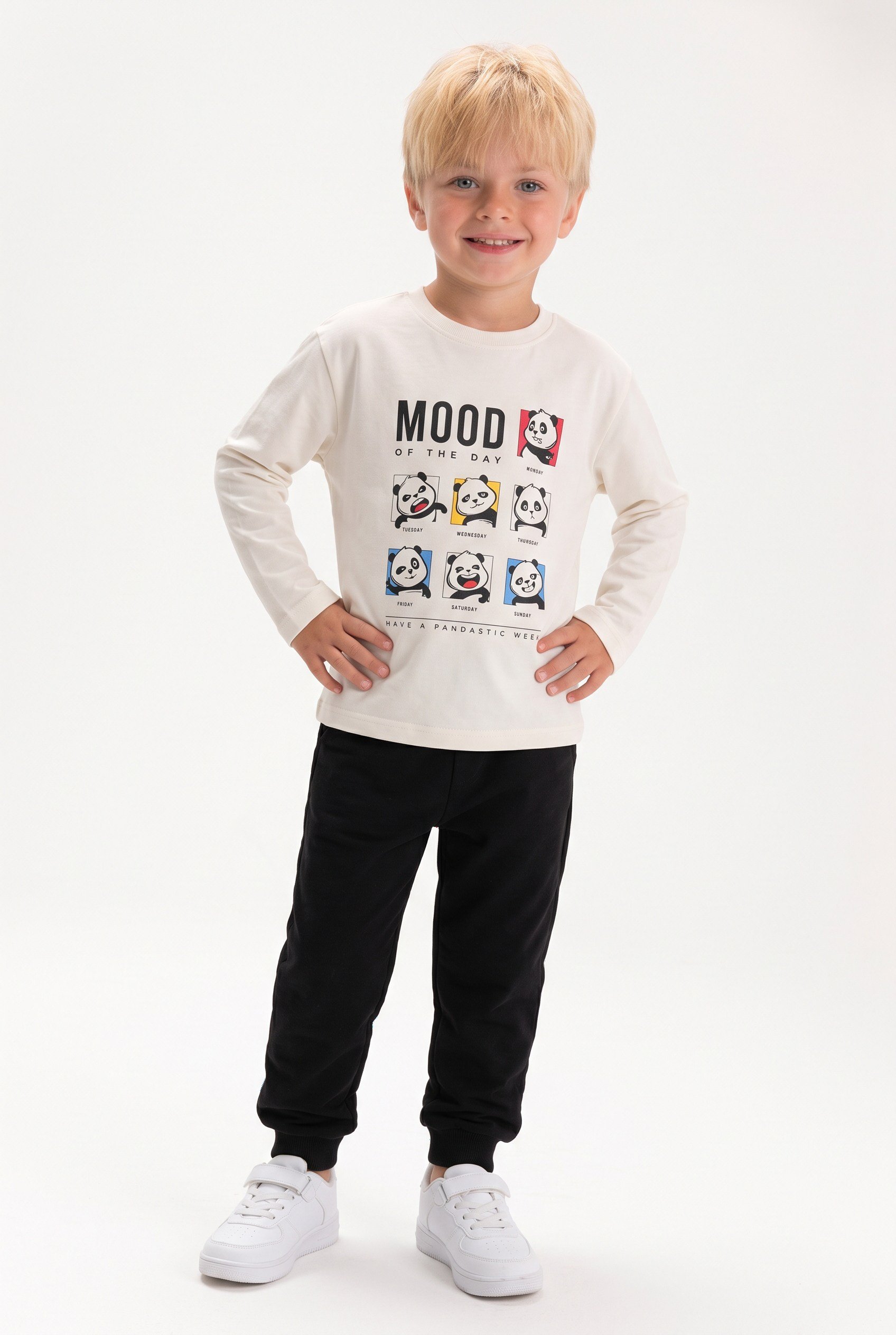 1-7 Yaş Erkek Çocuk Mood Of Day Penye Sweatshirt Bej