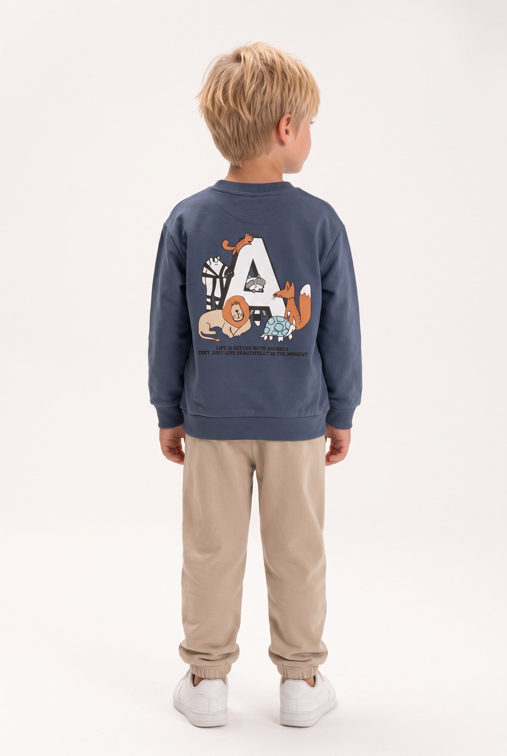 1-7 Yaş Erkek Çocuk Better Lion İki İplik Manketli Sweatshirt Lacivert
