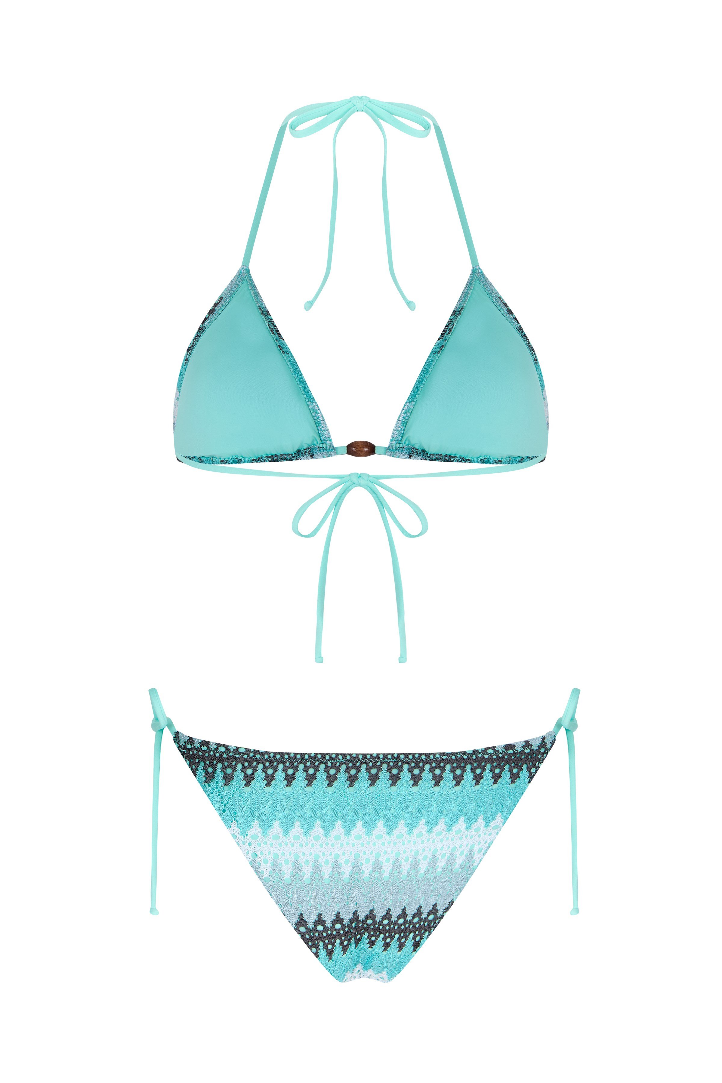 Ajurlu Triko Üçgen Bikini Takım