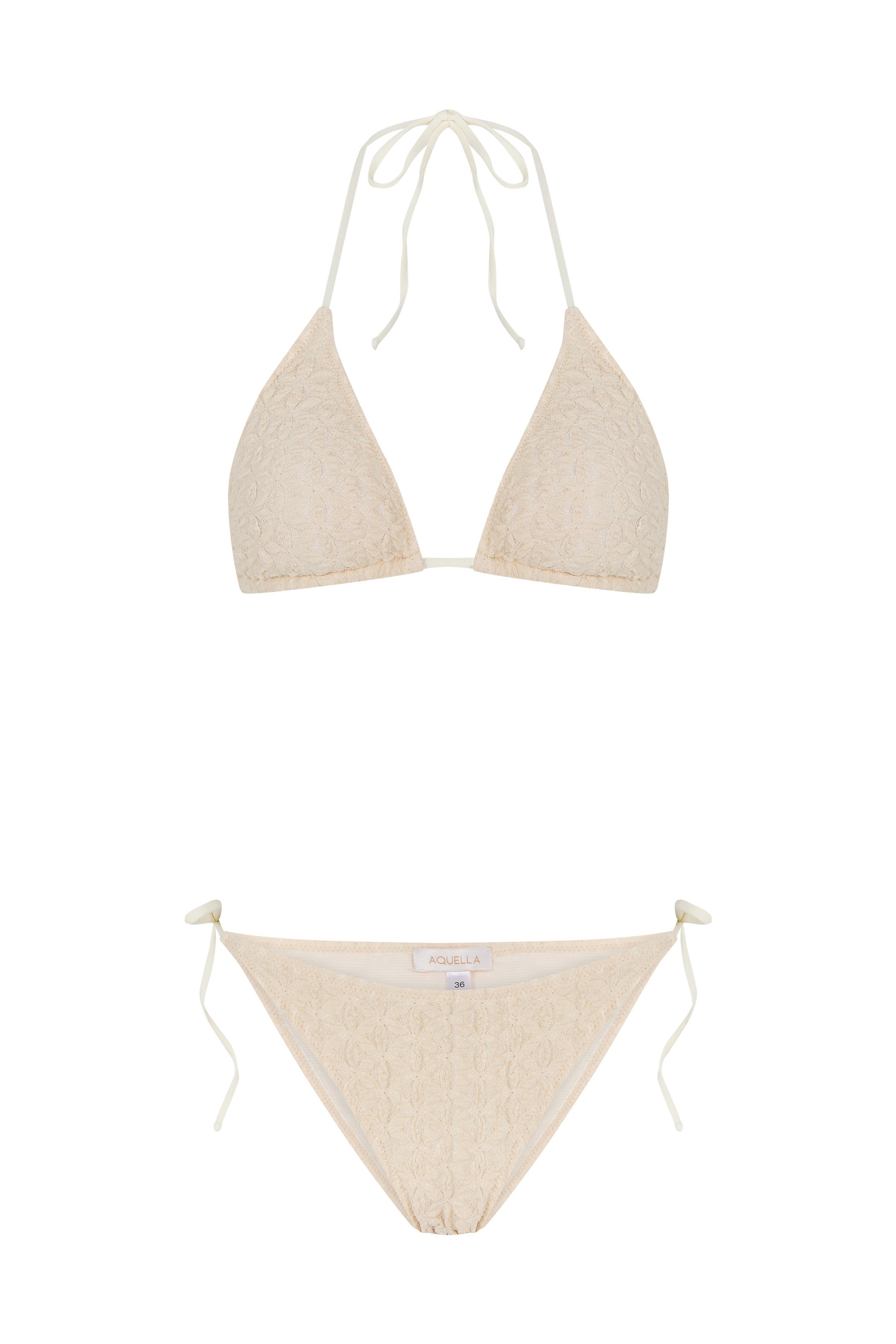 Bürümcük Dantel Krem Üçgen Bikini Takım