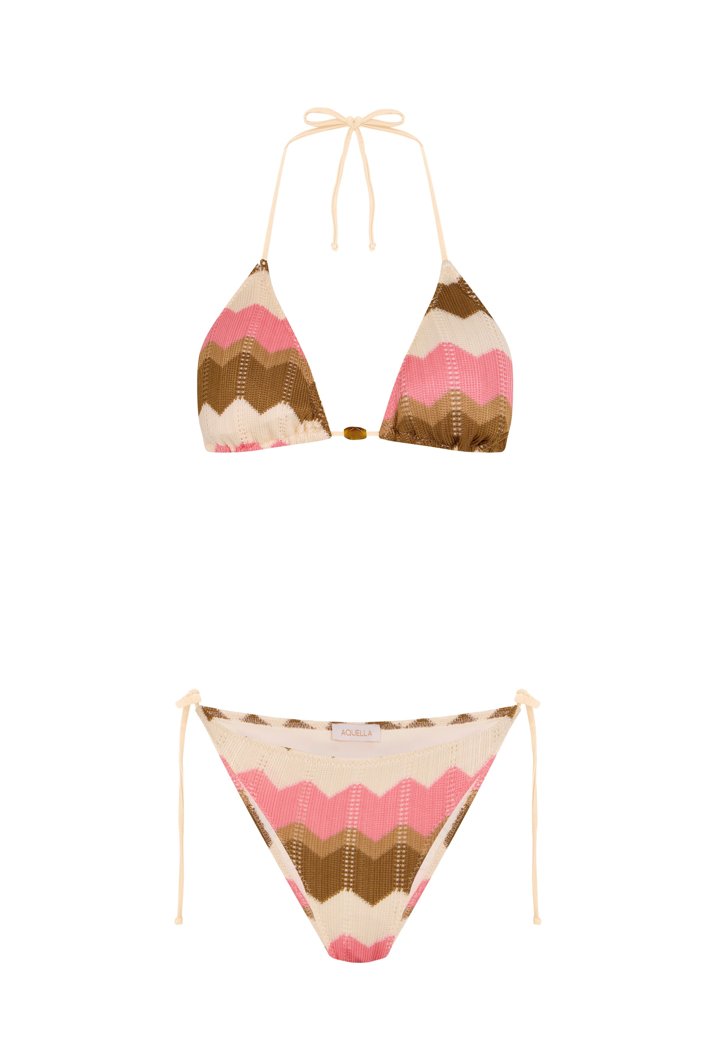 Çok Renkli Triko Üçgen Bikini Takım
