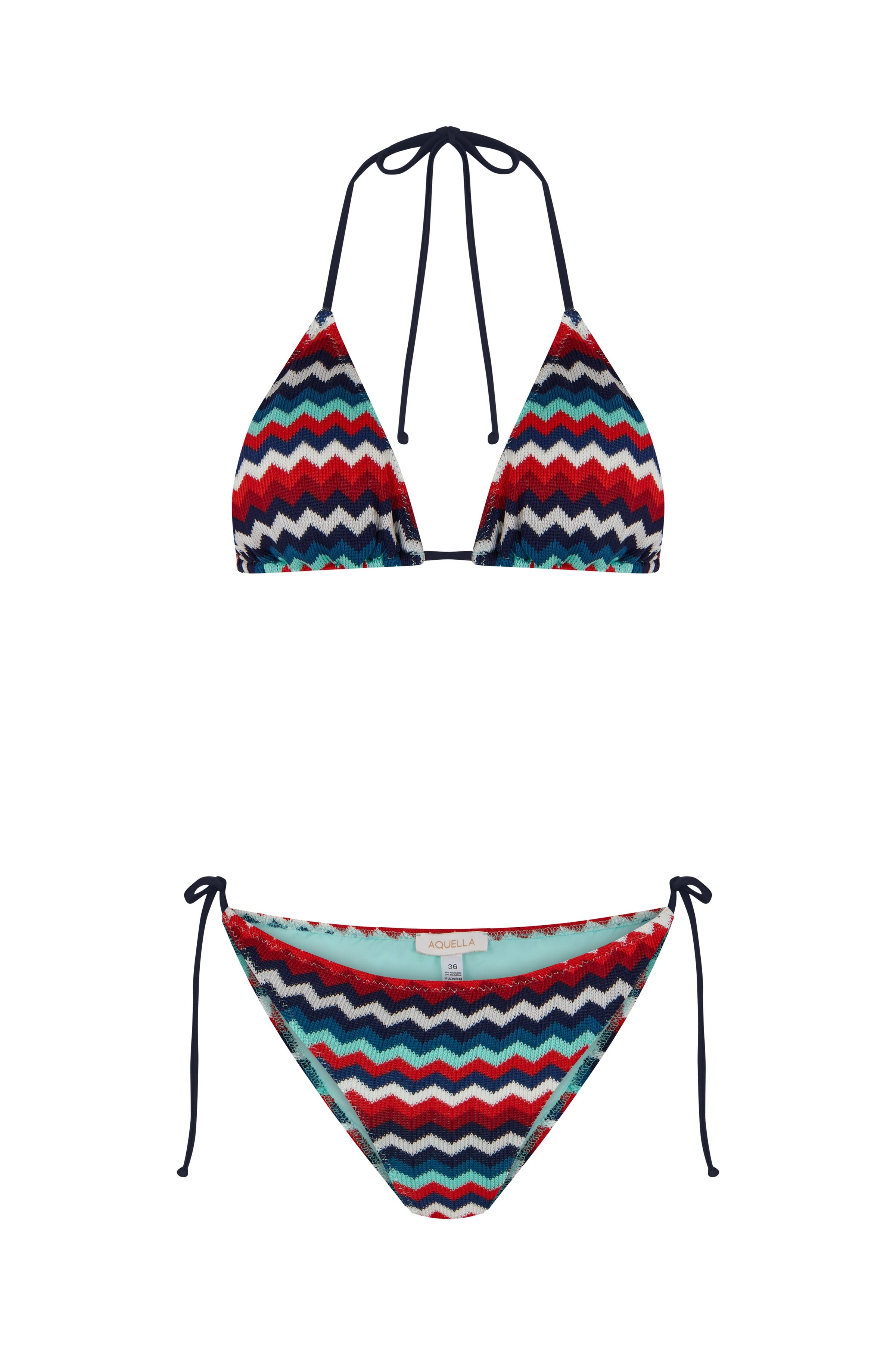 Çok Renkli Triko Üçgen Bikini Takım