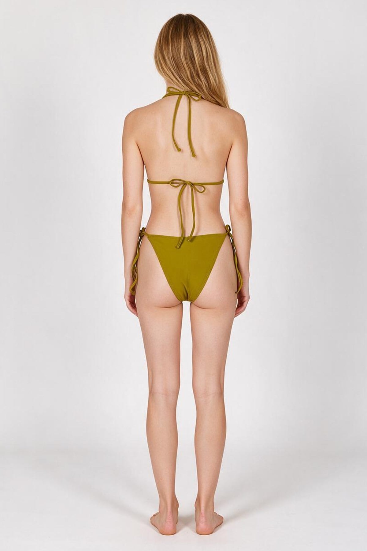 Dantel Detaylı Fıstık Yeşili Uzun Üçgen Bikini