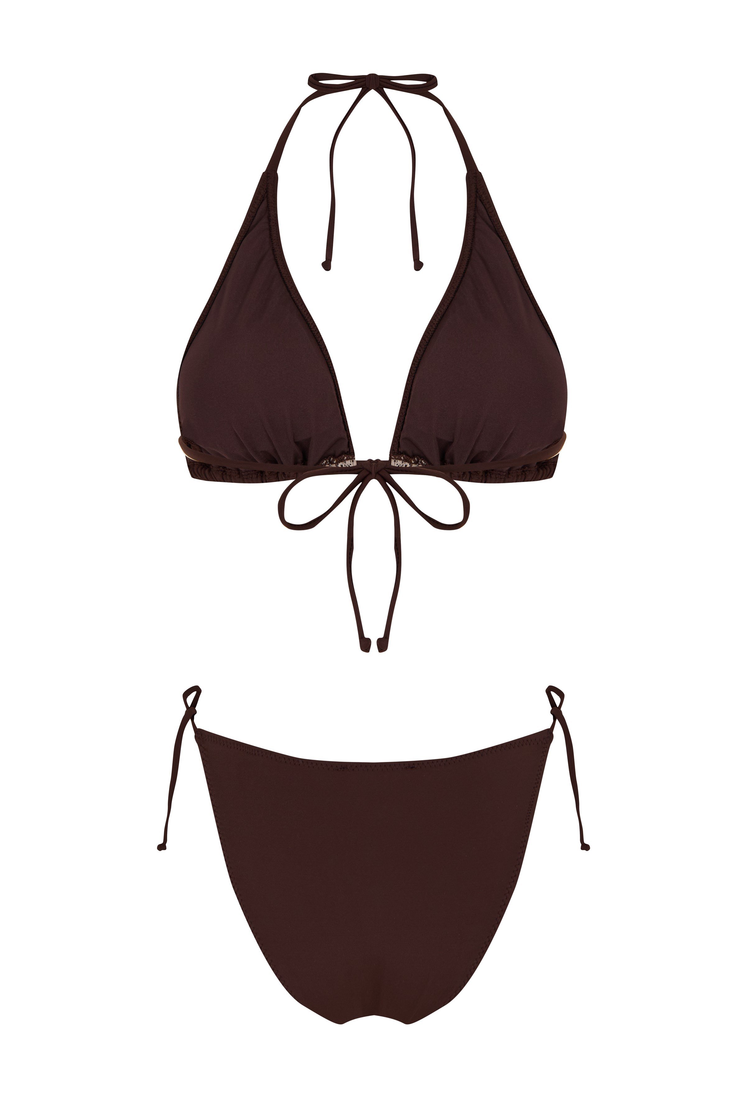 Dantel Detaylı Kahverengi Bikini