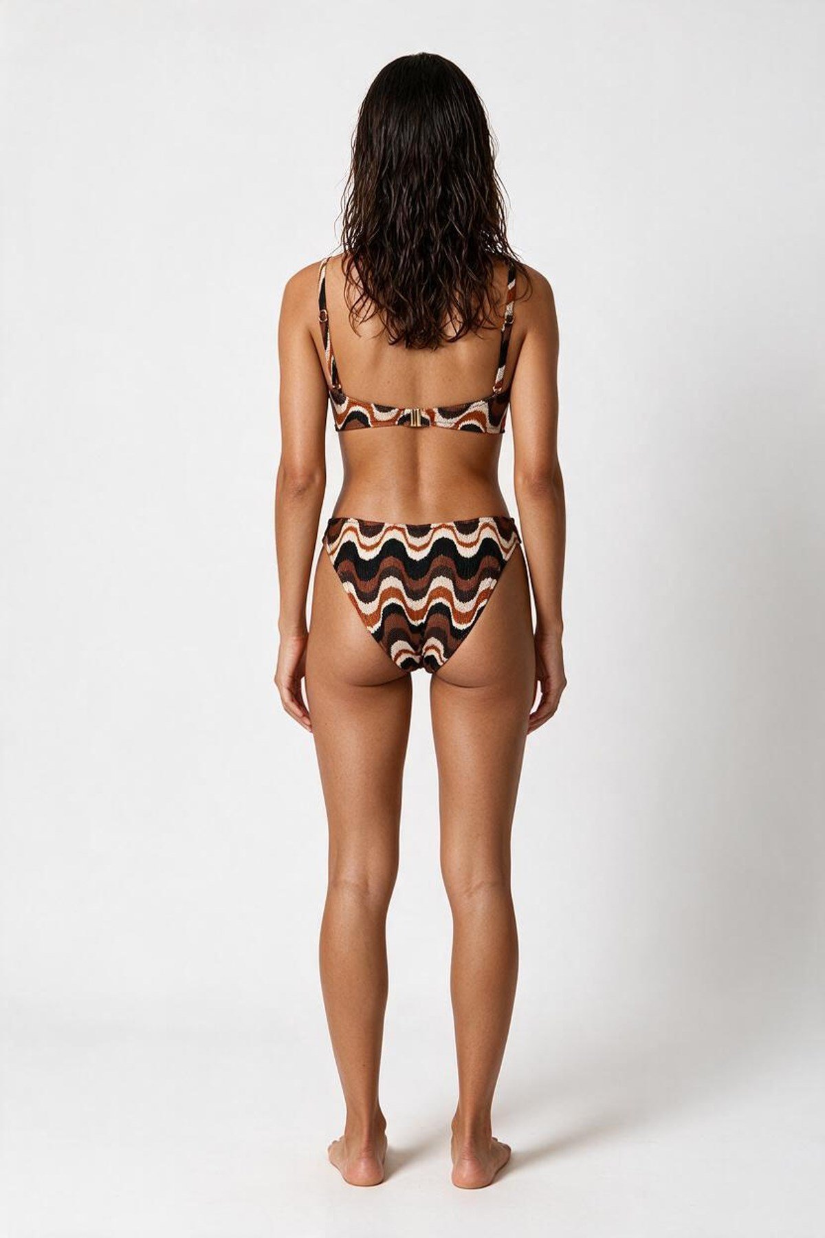 Desenli Triko Balenli Bikini Takım