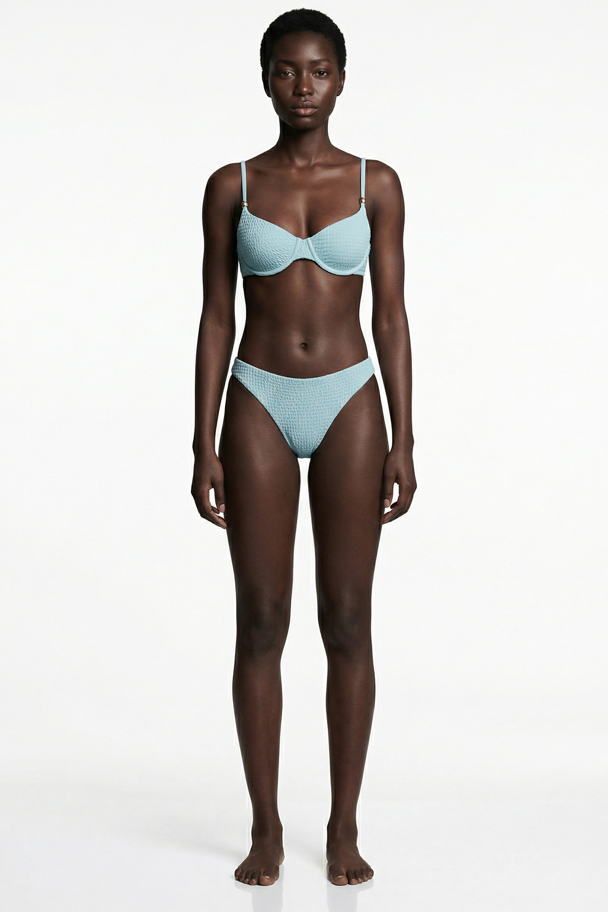Doku Detaylı Bebe Mavisi Balenli Bikini Takım