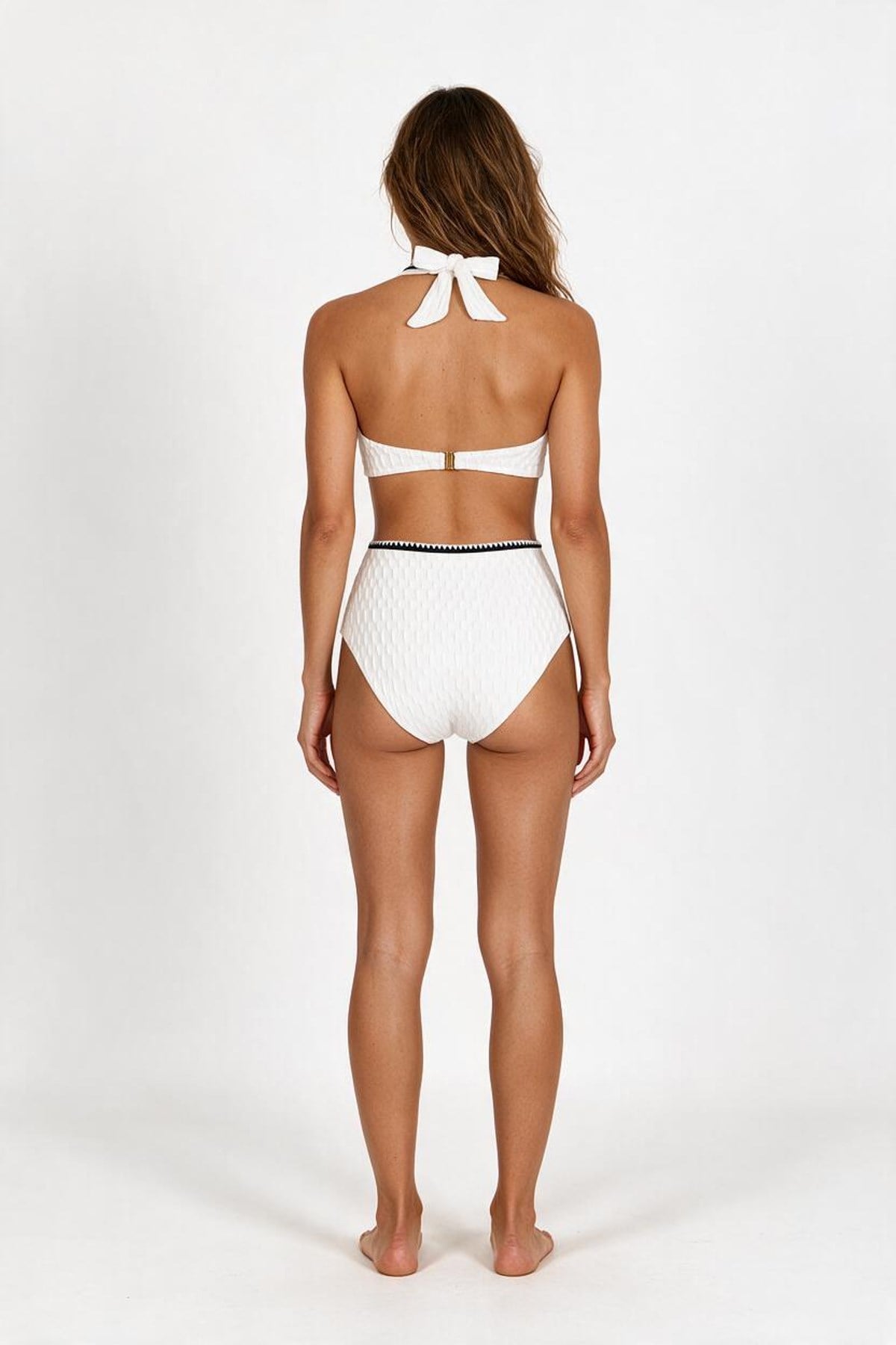 Dokulu Biyeli Ekru Nadide Bikini Takım