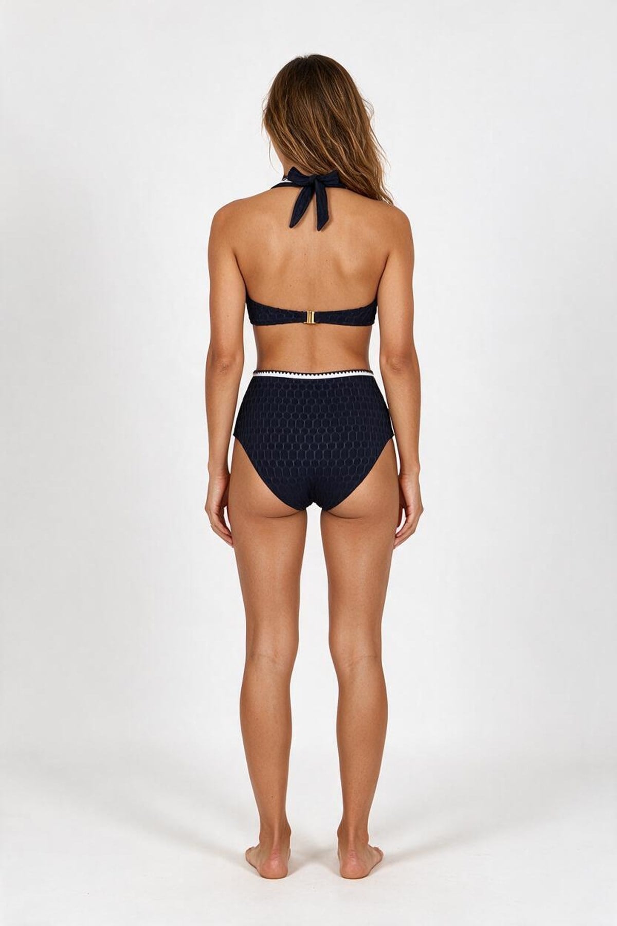 Dokulu Biyeli Lacivert Nadide Bikini Takım