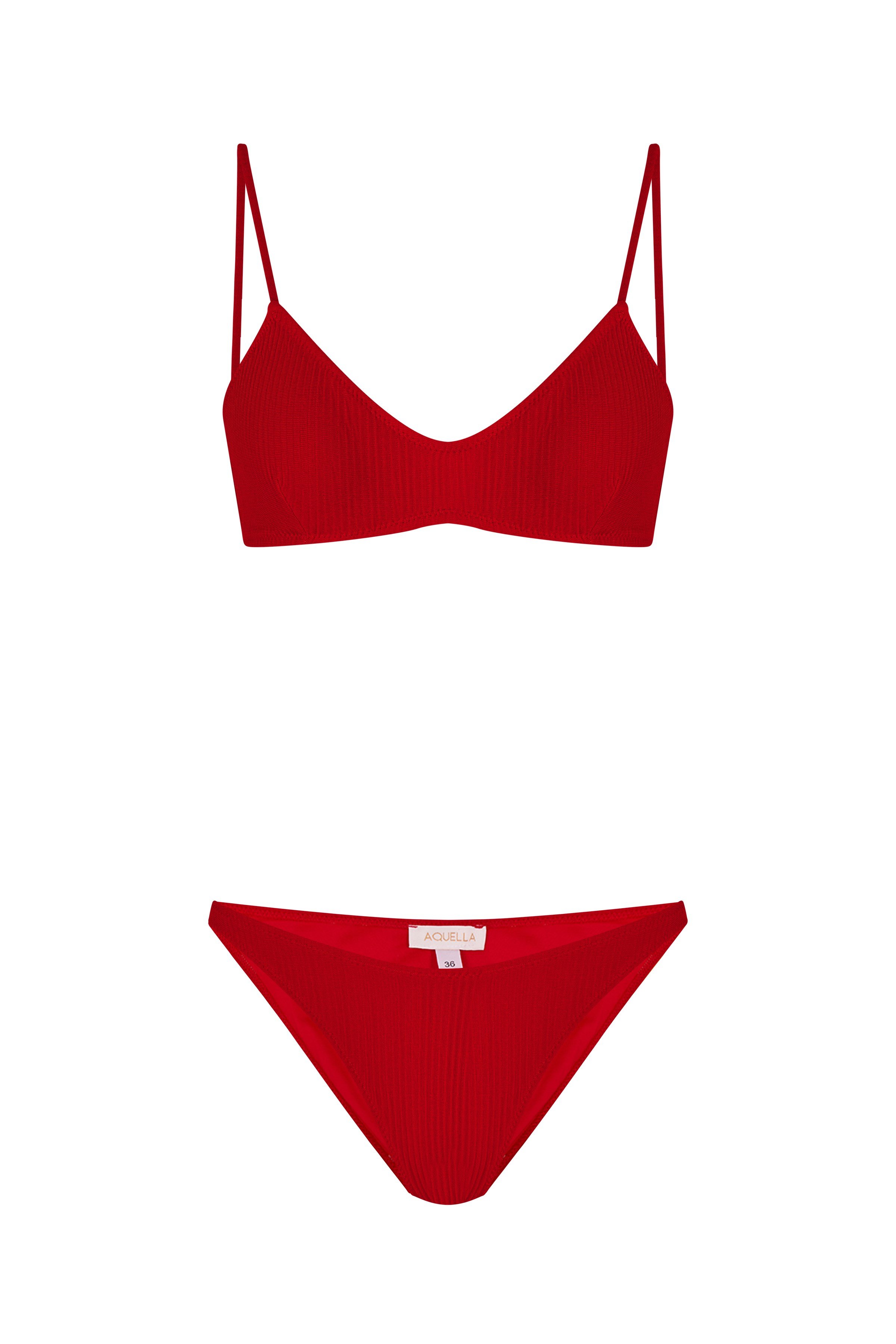 Dokulu Kırmızı Büstiyer Bikini Takım