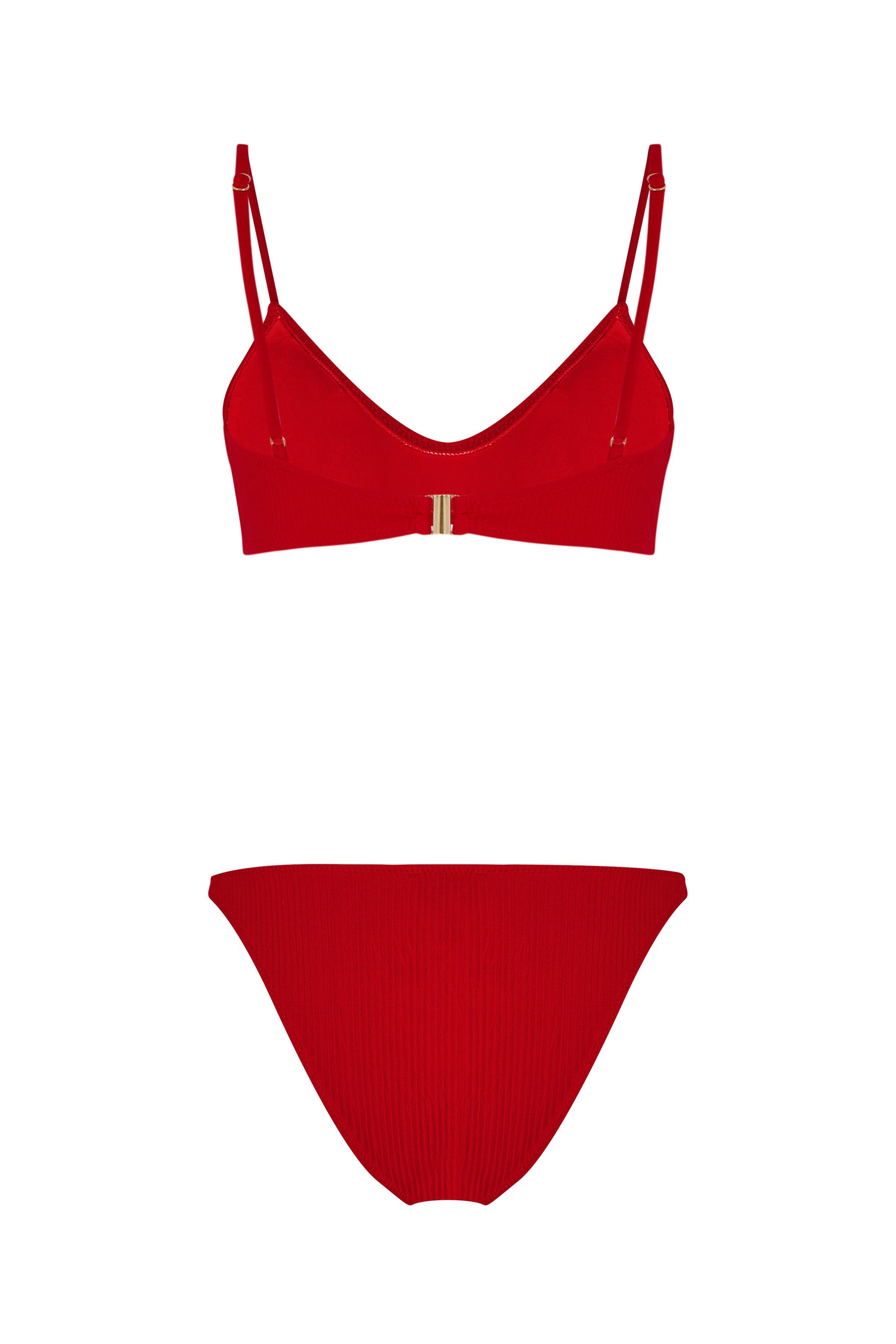 Dokulu Kırmızı Büstiyer Bikini Takım