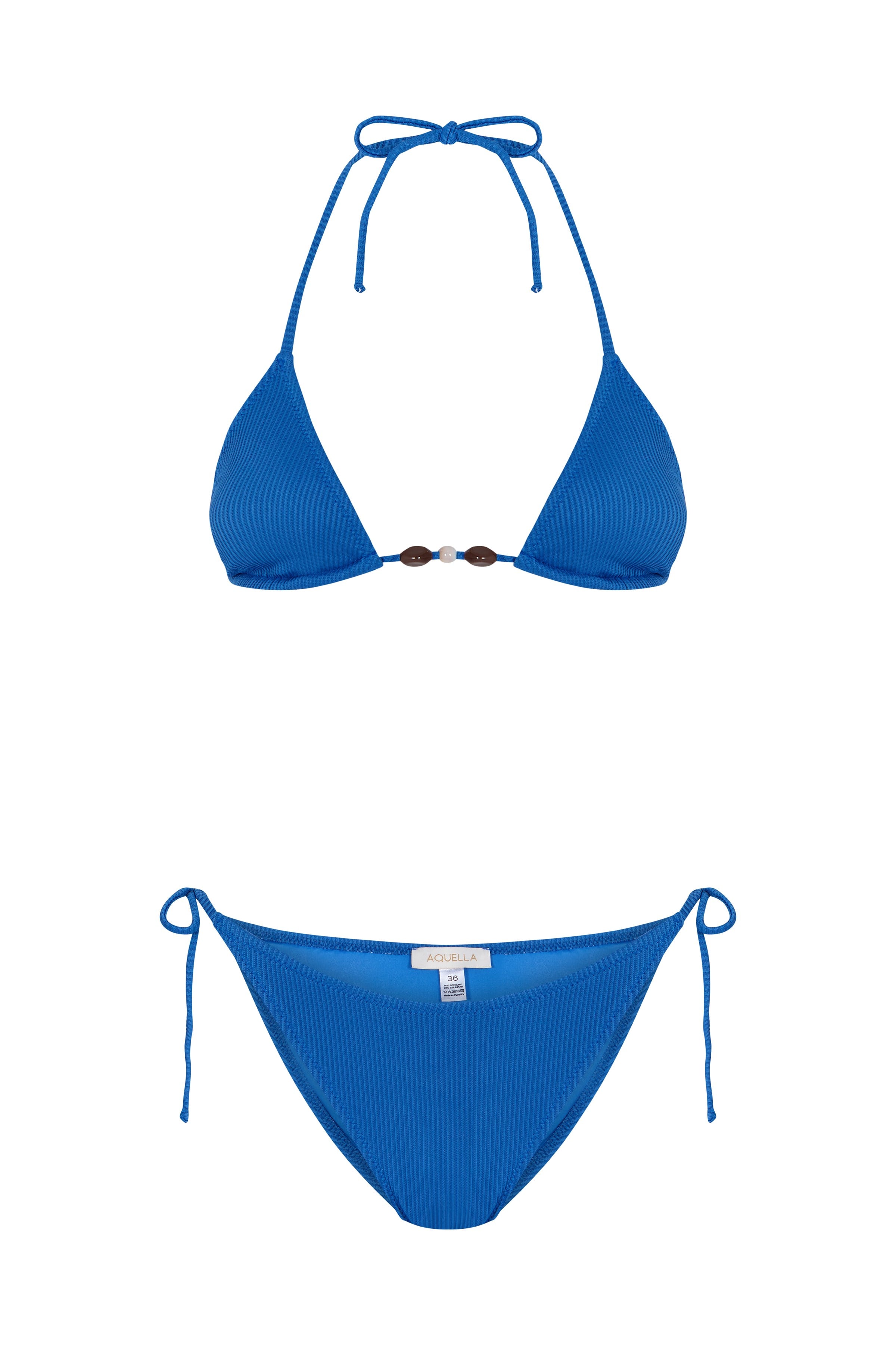 Dokulu Mavi Üçgen Bikini Takım