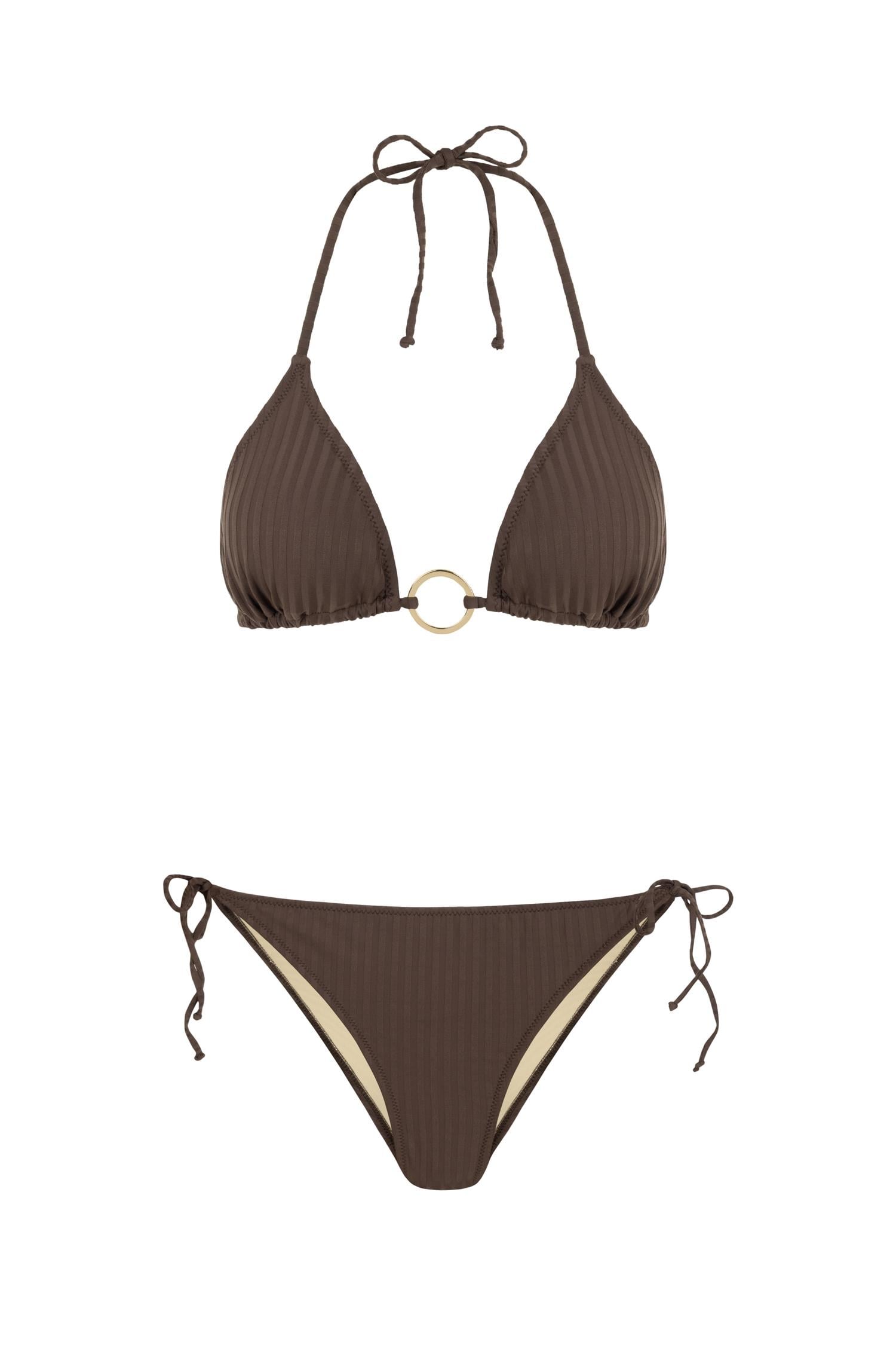 Dokulu Örme Üçgen Bikini Takım