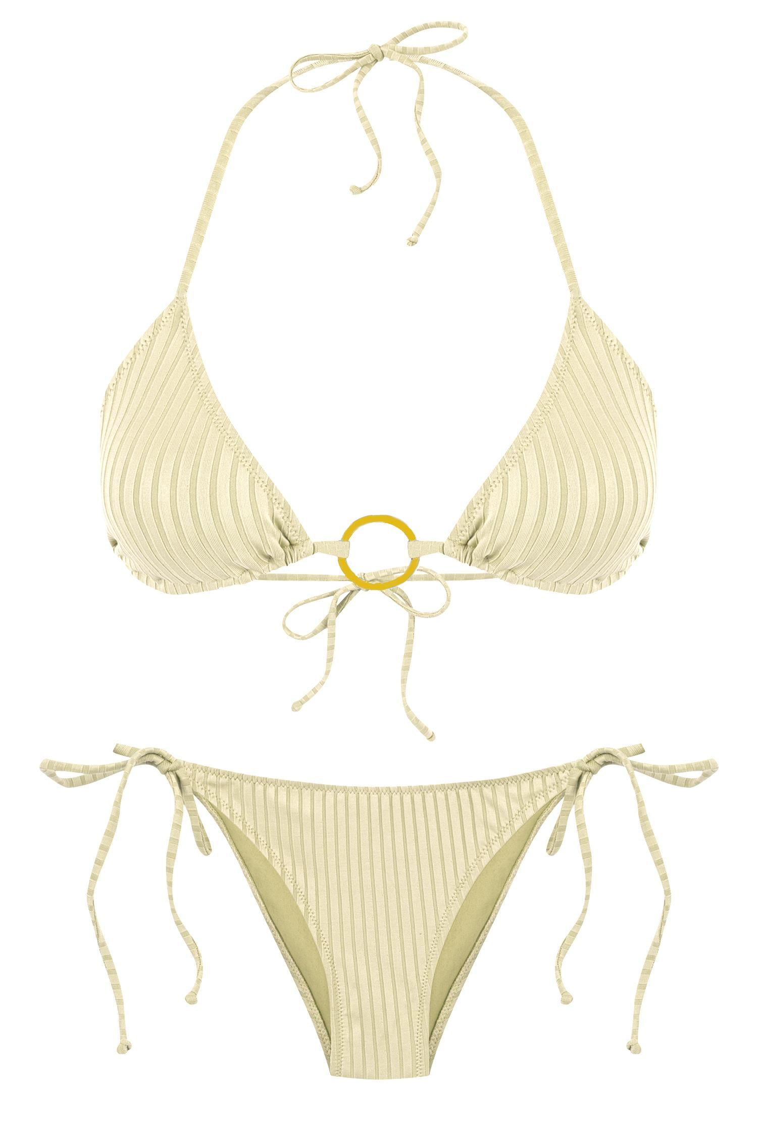 Dokulu Örme Üçgen Bikini Takım