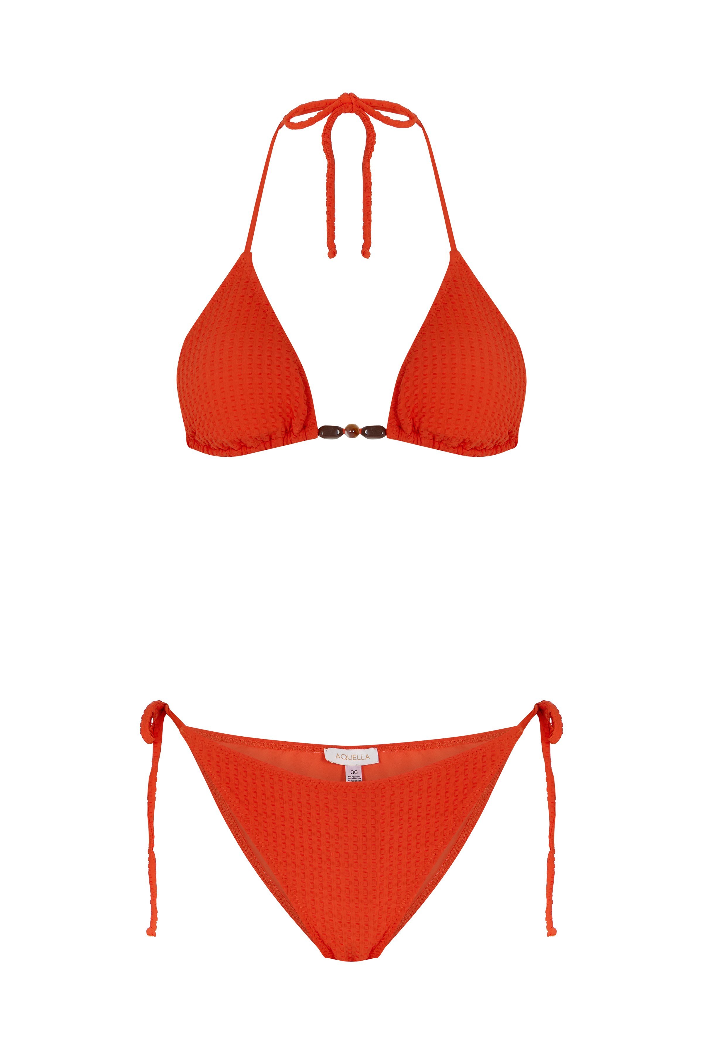 Dokulu Turuncu Üçgen Bikini Takım