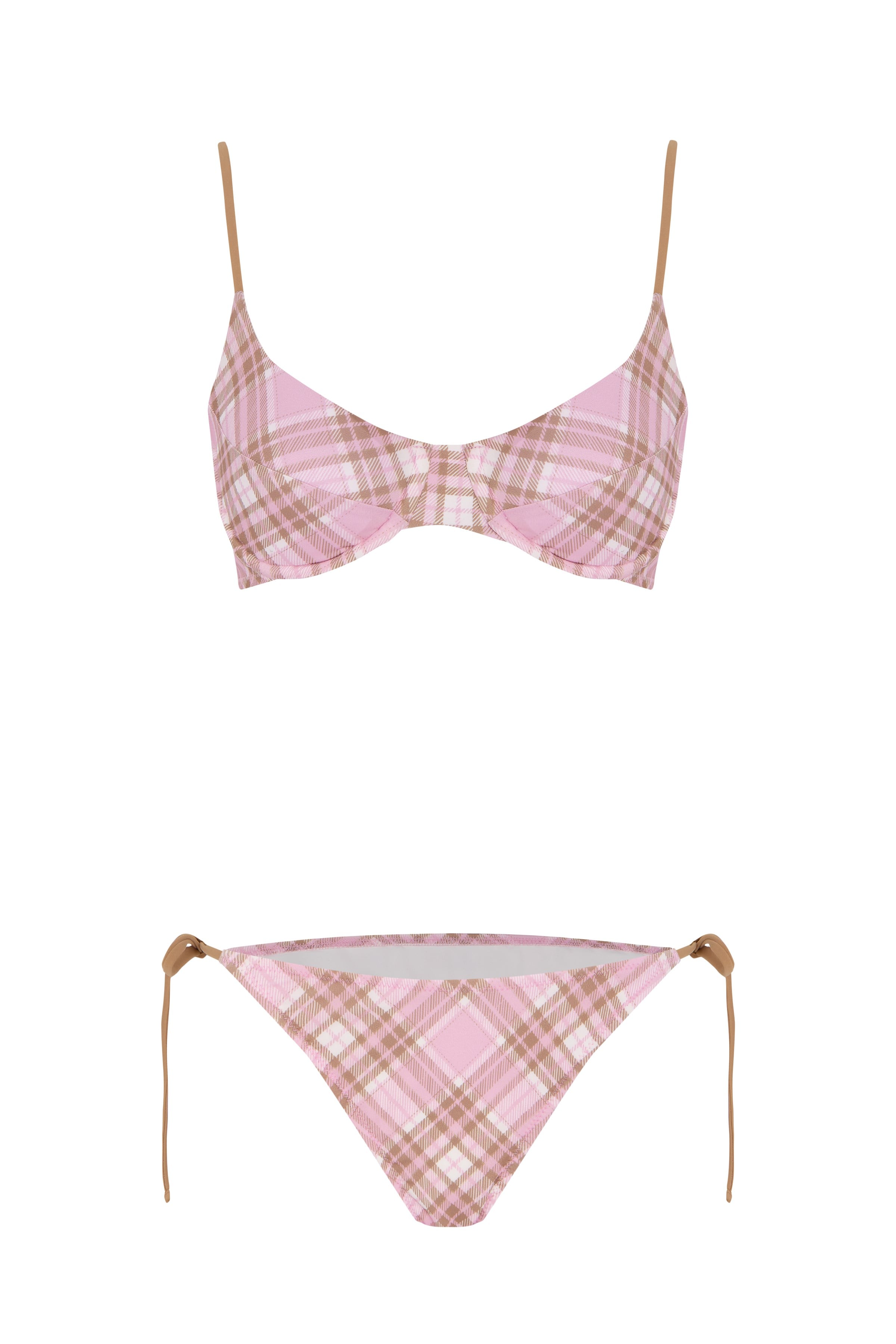 Ekose Baskılı Balenli Bikini Takım