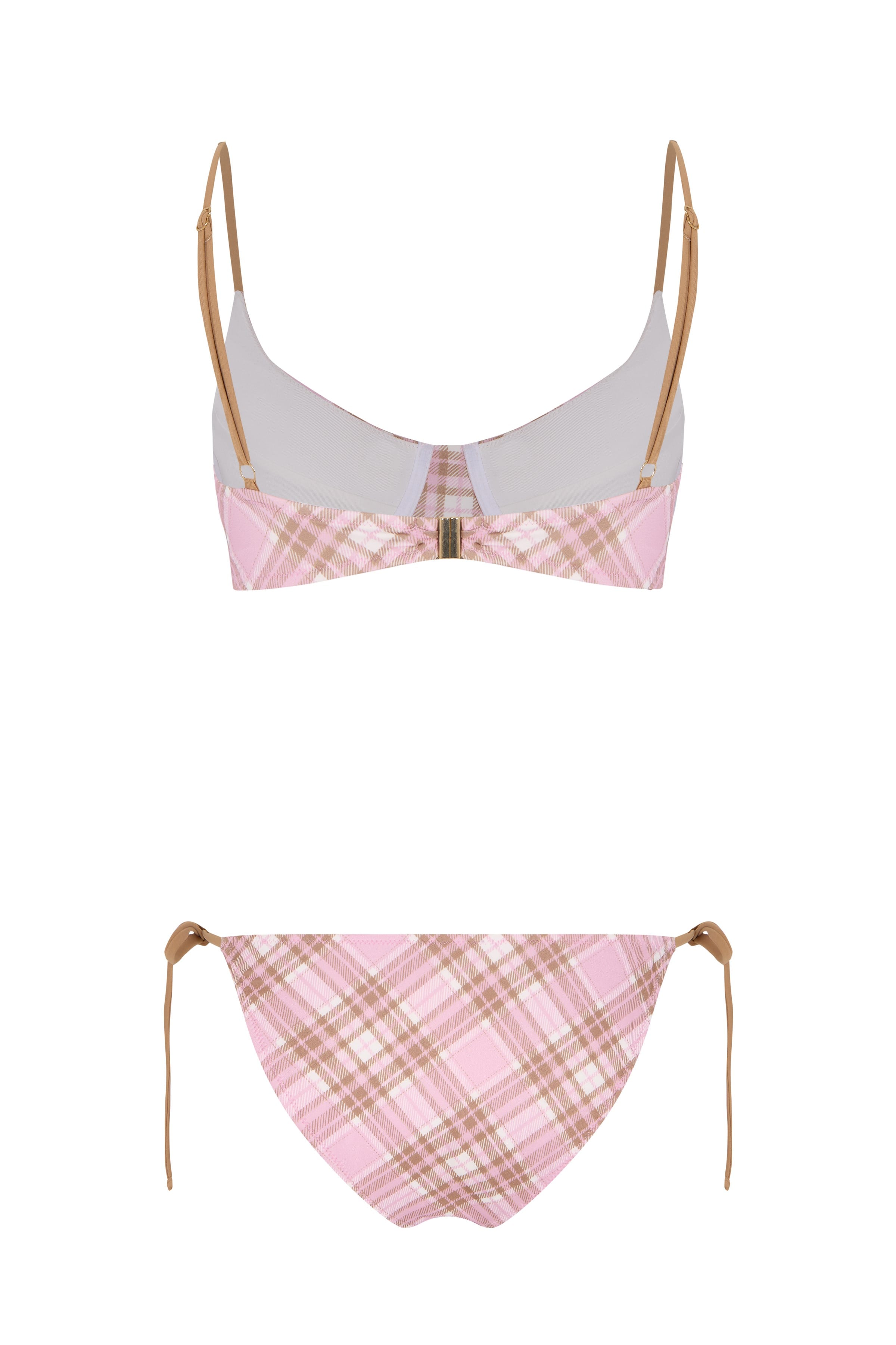Ekose Baskılı Balenli Bikini Takım