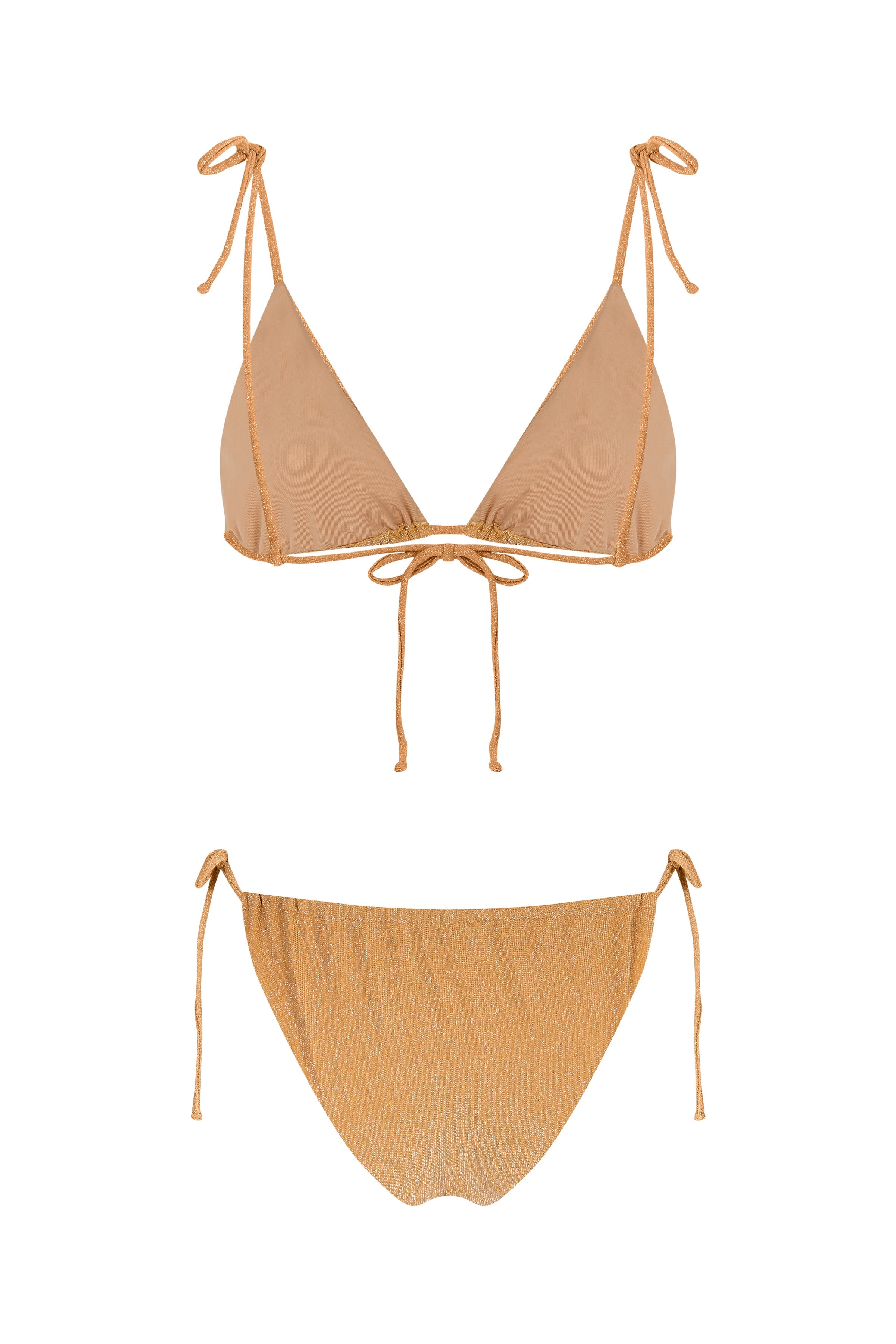 Lurex Oranj Tulum Üçgen Bikini Takım