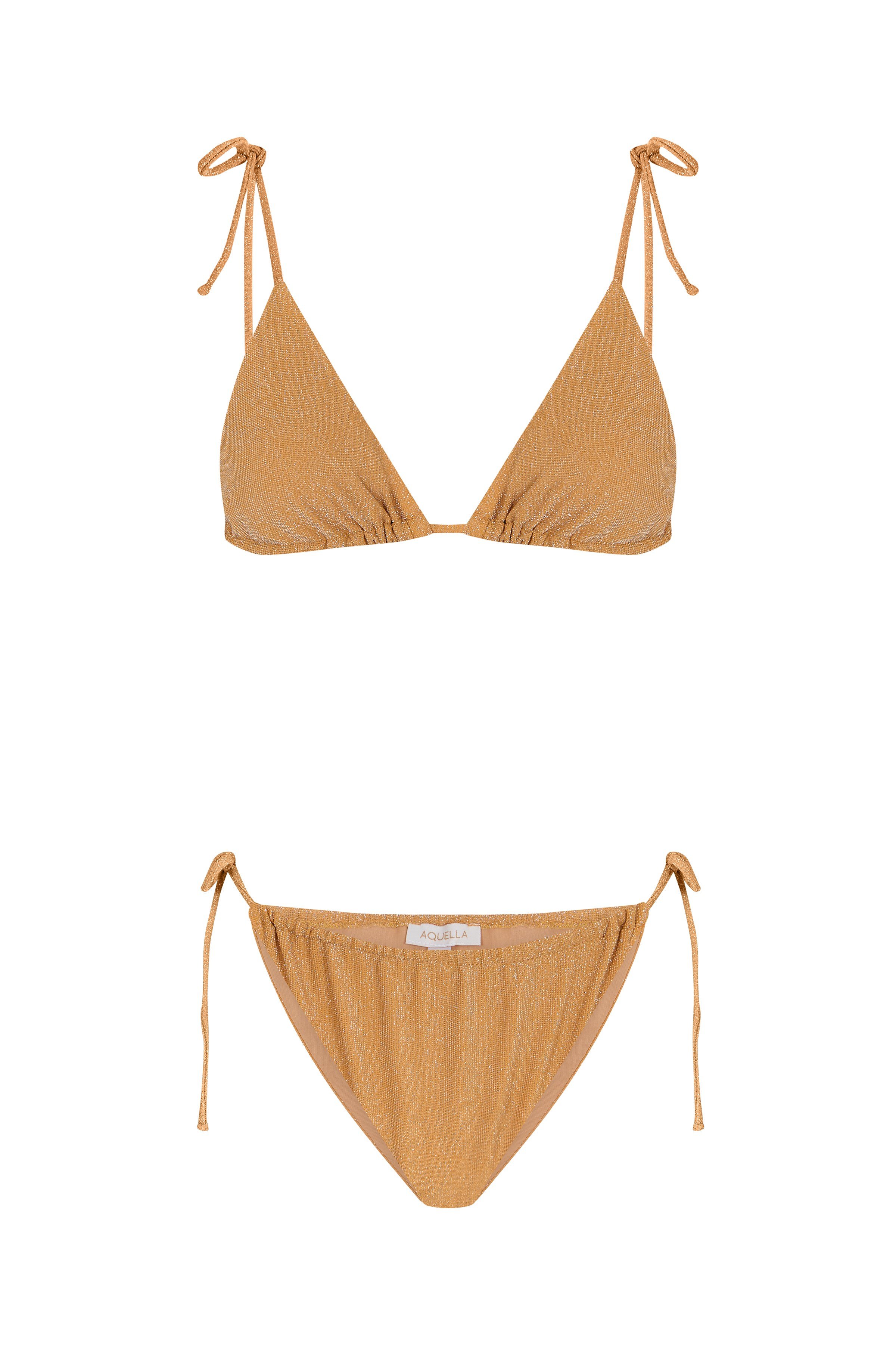 Lurex Oranj Tulum Üçgen Bikini Takım