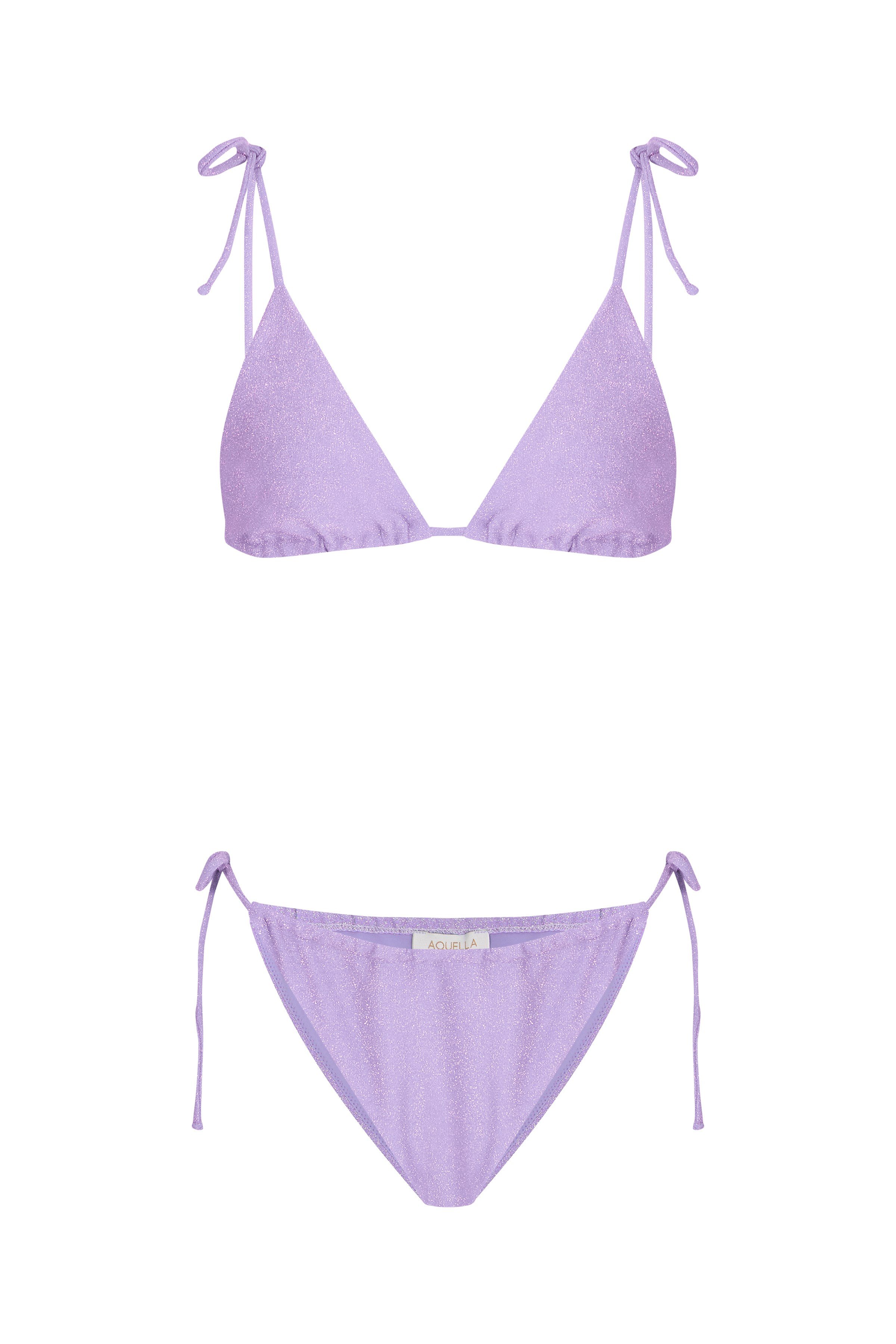 Lurex Pembe Tulum Üçgen Bikini Takım