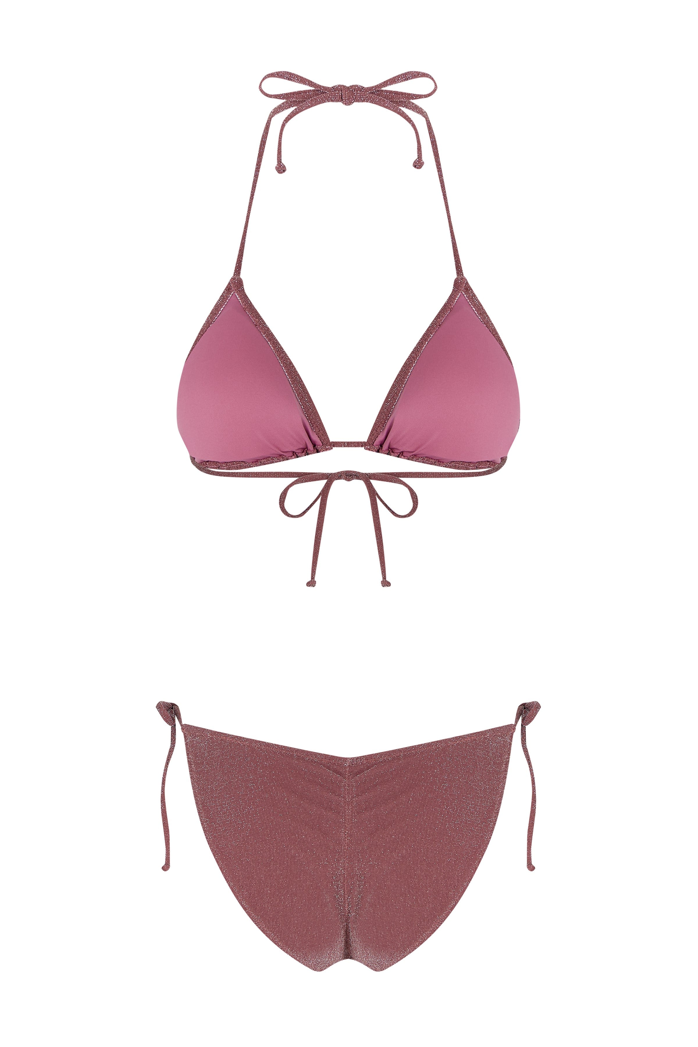 Simli Gül Kurusu Üçgen Bikini Takım