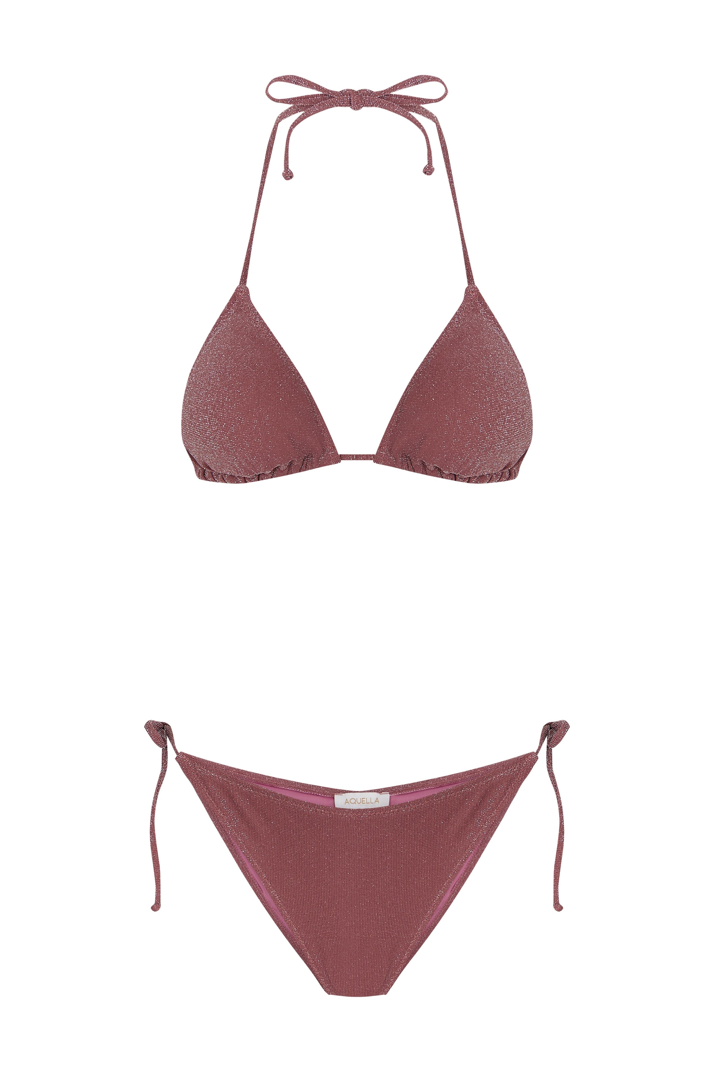 Simli Gül Kurusu Üçgen Bikini Takım