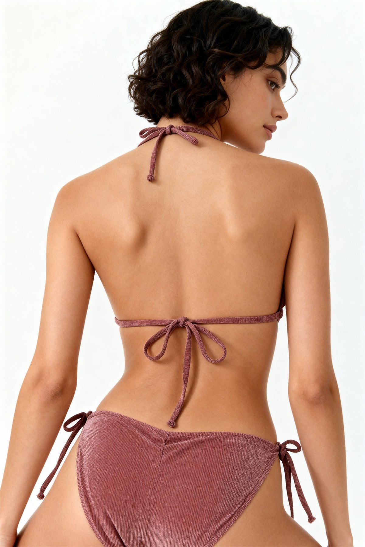 Simli Gül Kurusu Üçgen Bikini Takım