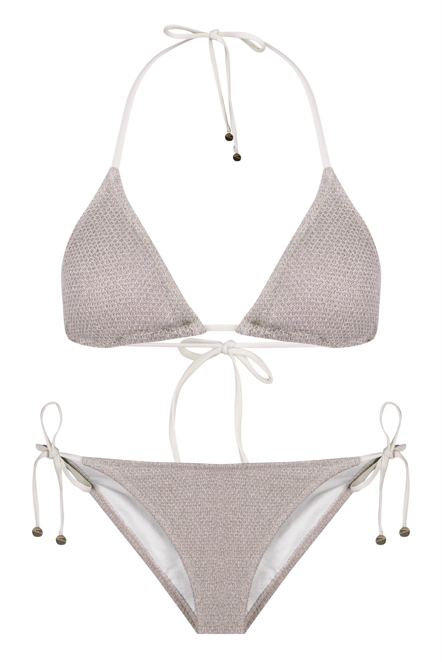 Simli Triko Vizon Üçgen Bikini Takım