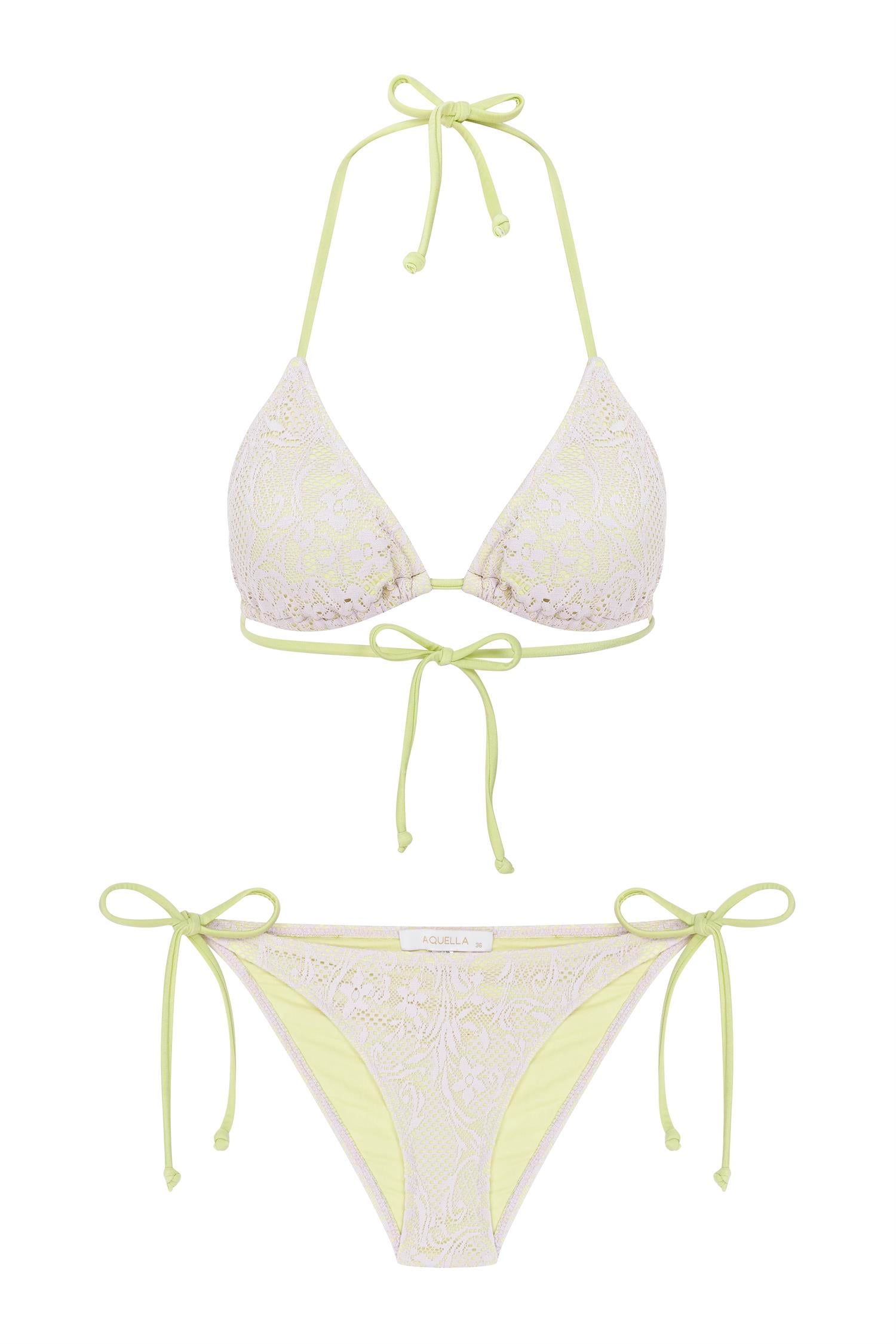 Triko Örme Çok Renkli Üçgen Bikini Takım