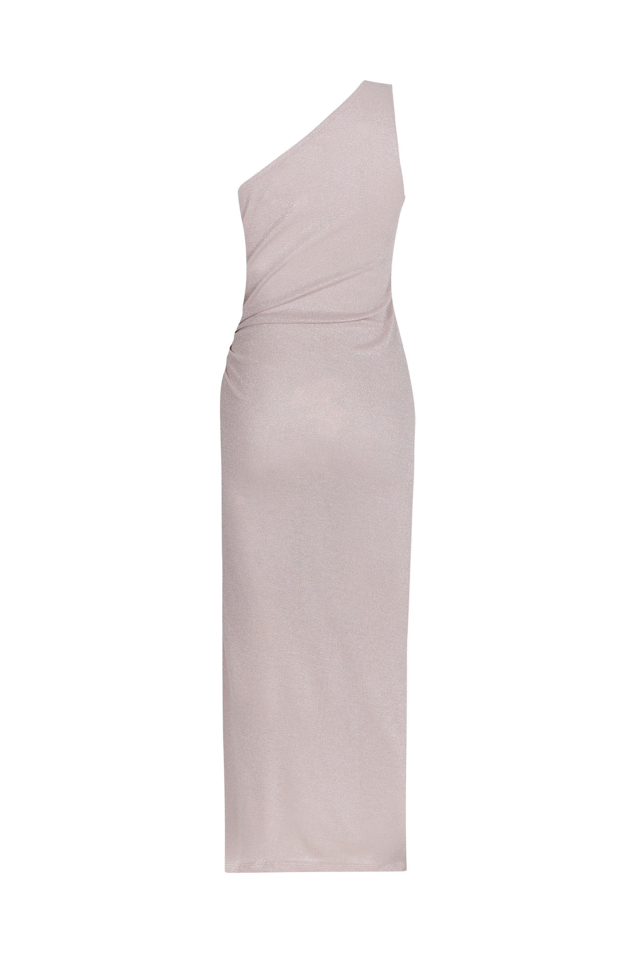 Lurex Toka Aksesuarlı Pembe Elbise