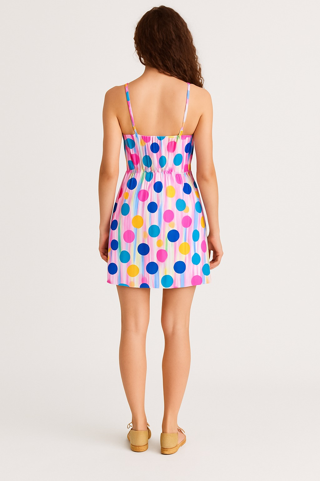 Askılı Elbise -Renkli Çizgili