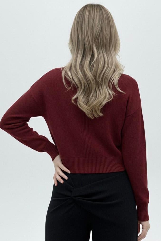 Bağcıklı Hırka - Bordo