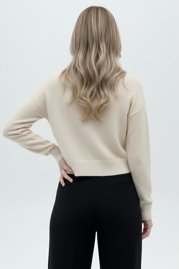 Bağcıklı Hırka - Ekru