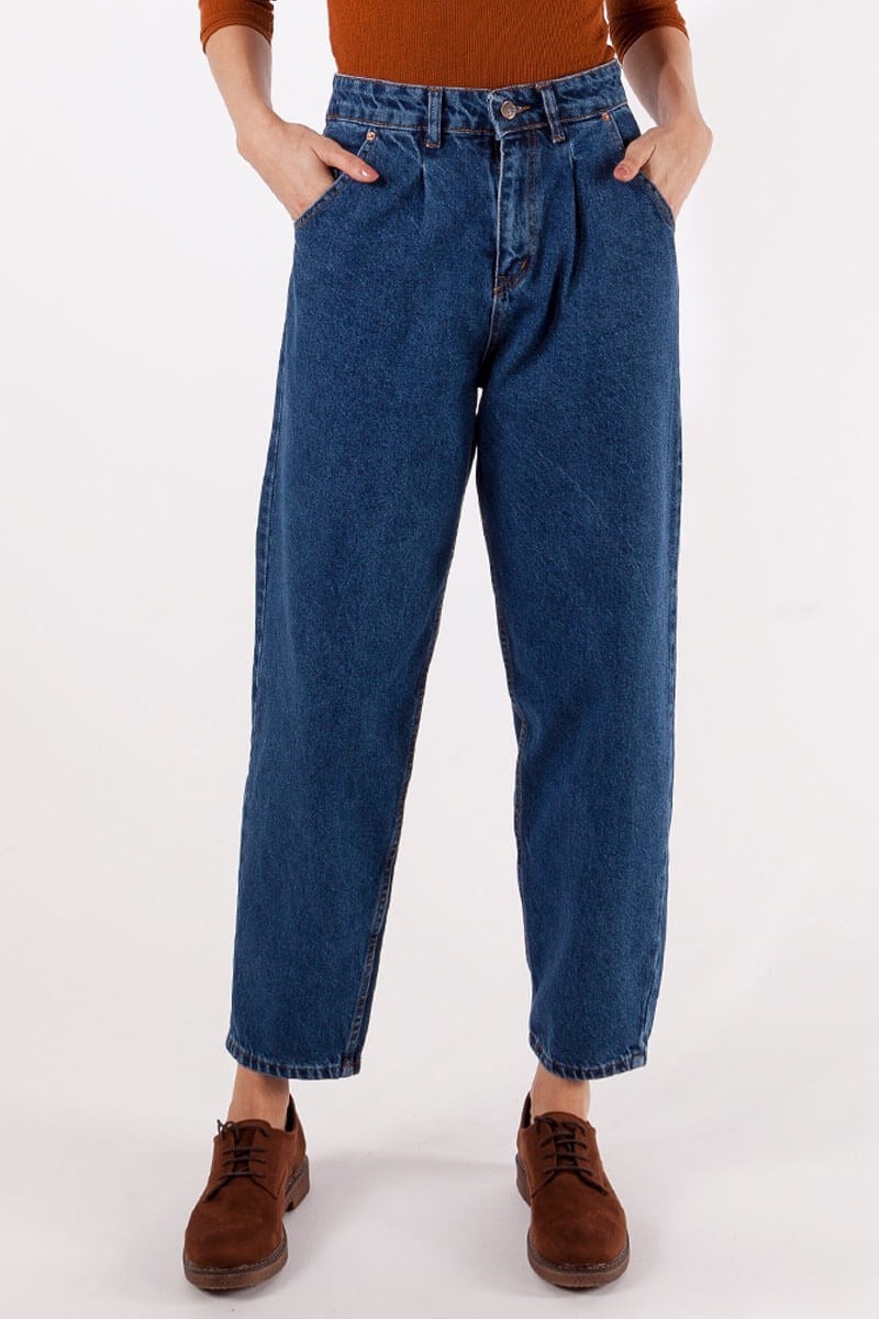 Balon Mom Kot Pantolon - Lacivert