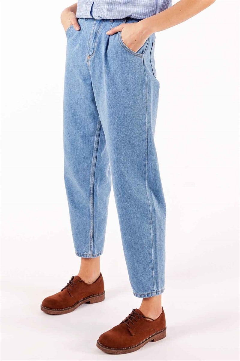 Balon Mom Kot Pantolon - Mavi